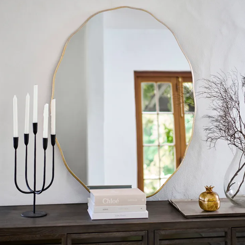 Wave Oval Mirror - Large Wall Mirror for Living Room, Bedroom & Bathroom Decor | Modern Home Decoration & Stylish Interior Design
