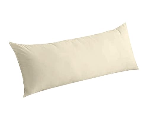 Premium 100% Natural Cotton Body Pillow Cover 20x60 Inches - Soft 600 Thread Count with Zipper Closure, Ivory - Ideal for Pregnancy, Nursing, Back Support & Home Decor