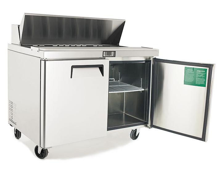 Atosa MSF8302 Commercial Double Door Sandwich Prep Refrigerator - Stainless Steel Work Table with Storage for Deli, Bakery & Restaurant Use