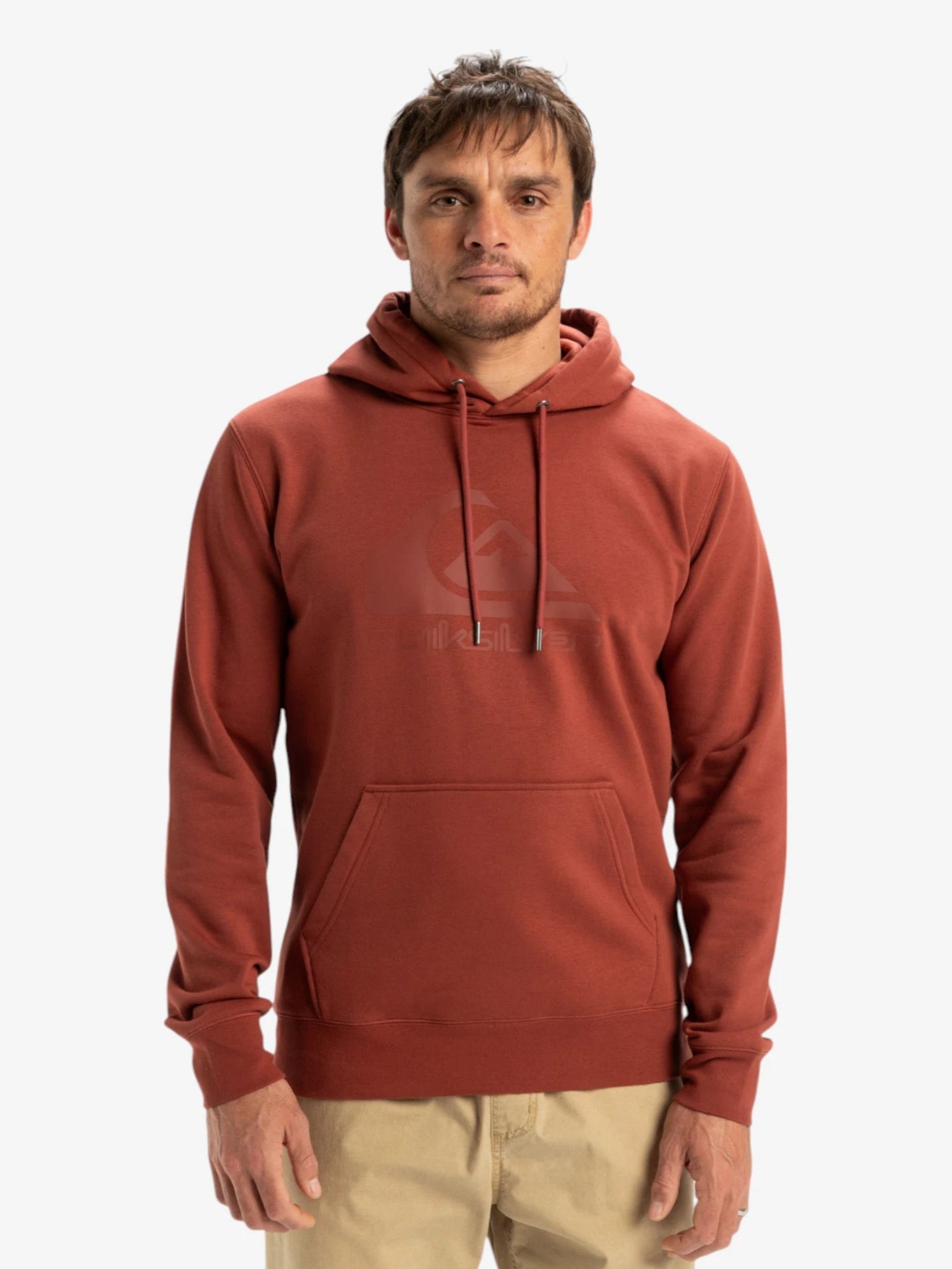 Quiksilver Men's Comp Logo Hoodie - Brick Red | Comfortable & Stylish Pullover for Casual Wear, Outdoor Activities & Street Fashion