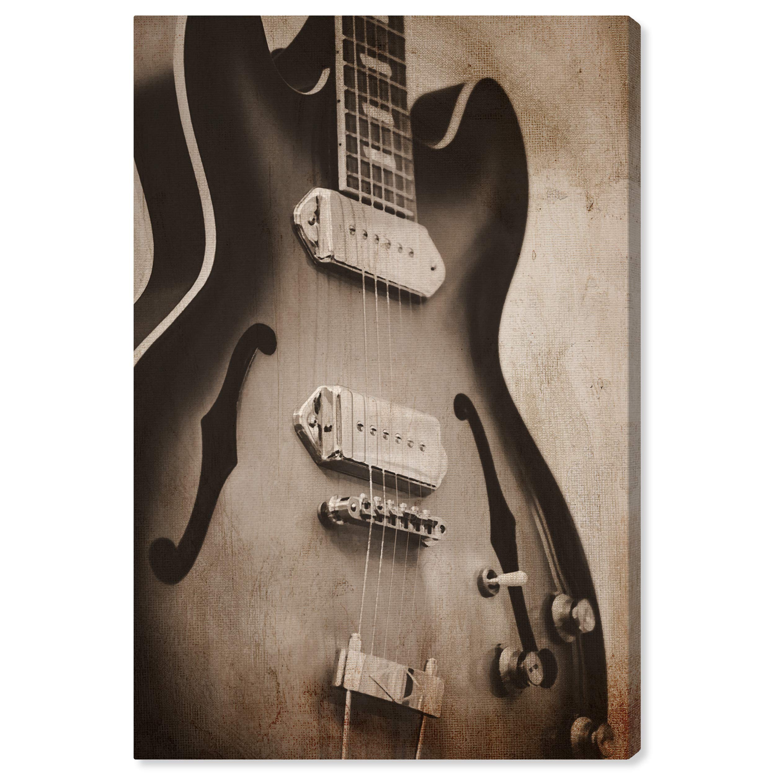 Oliver Gal Artist Co. 'Guitar Days' Music Themed Wall Art Canvas Print - 40x60 Inches Brown & White Home Decor - Perfect for Living Room, Bedroom & Music Studio Decorations