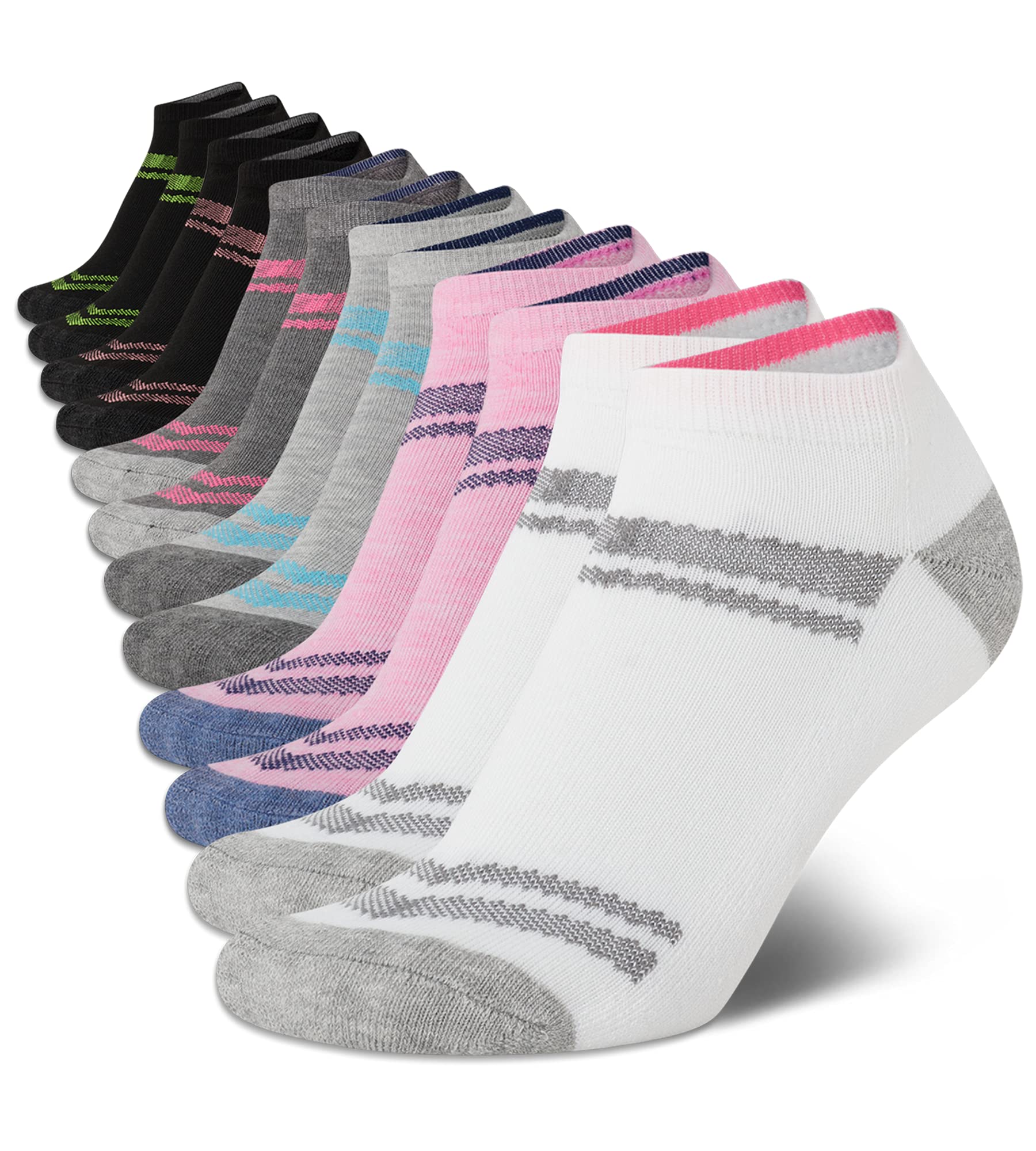 Nautica Women's Athletic Socks - 12 Pack Cushioned Low Cut Ankle Socks for Running, Gym & Everyday Comfort | Breathable & Supportive Workout Socks