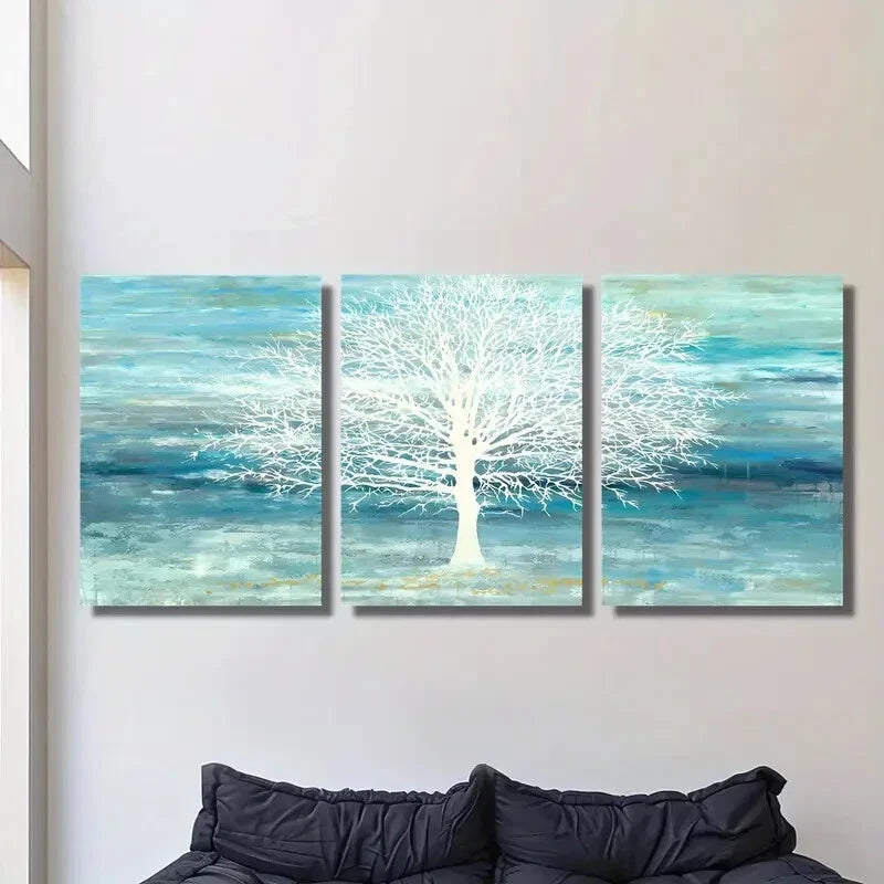 3-Piece Abstract Cyan and Blue Landscape Wall Art Set - Framed Canvas 40x60cm - High Quality Print - 100% Australian Made - Ready to Hang - Perfect for Living Room, Bedroom & Office Decor