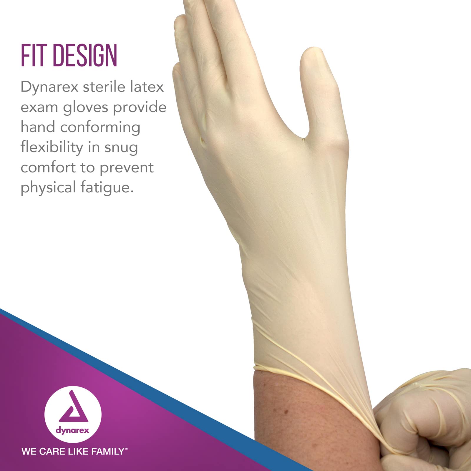 Dynarex Sterile Disposable Latex Exam Gloves - Powder-Free, Medium (Bisque) - 400 Pairs (8 Boxes of 50) - Medical, Healthcare & Veterinary Use - Ideal for Clinics, Hospitals & First Aid Kits