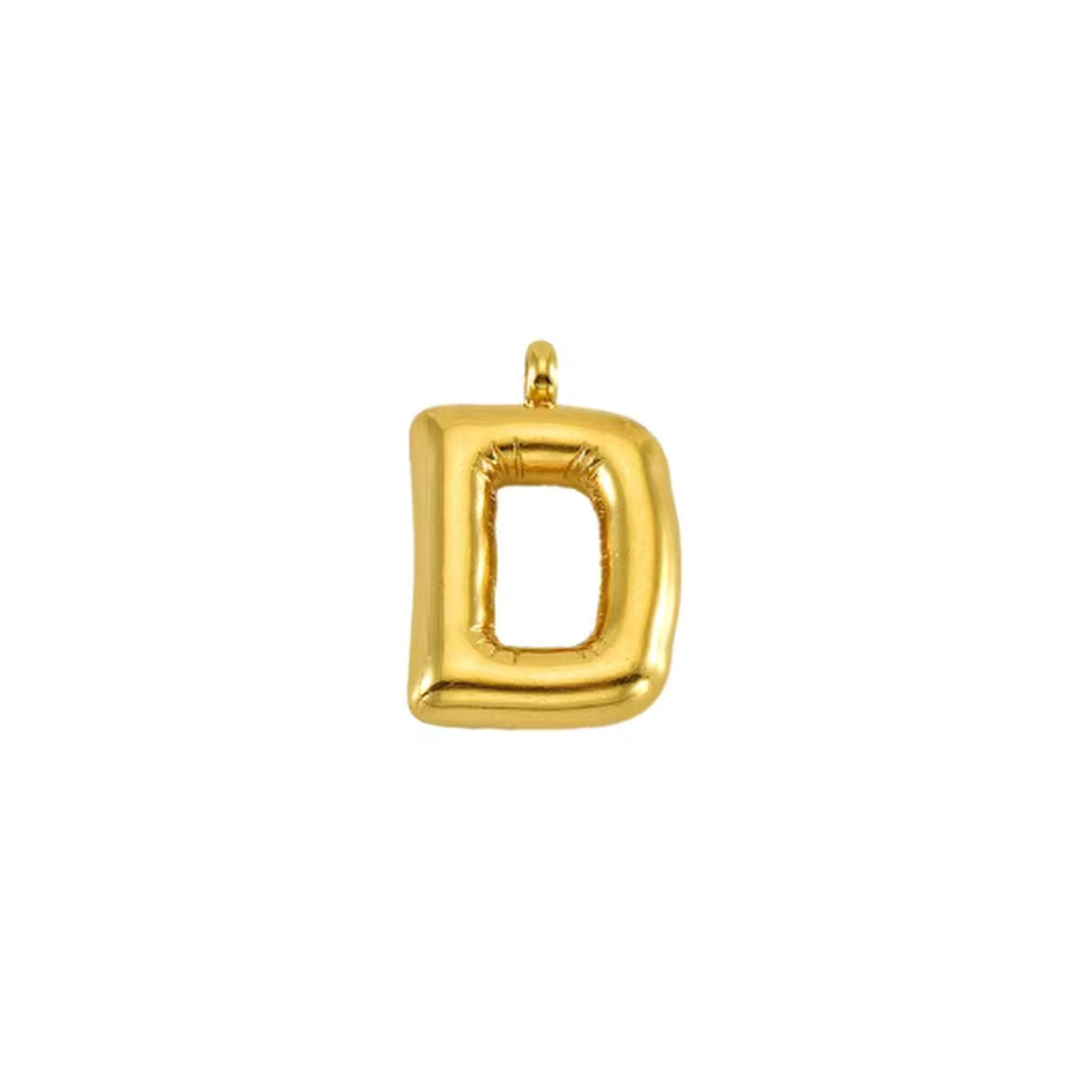 Puffy Gold Letter Pendant Necklace - 14K Gold Plated Initial Charm Jewelry for Women - Perfect for Gifts, Birthdays & Everyday Elegance
