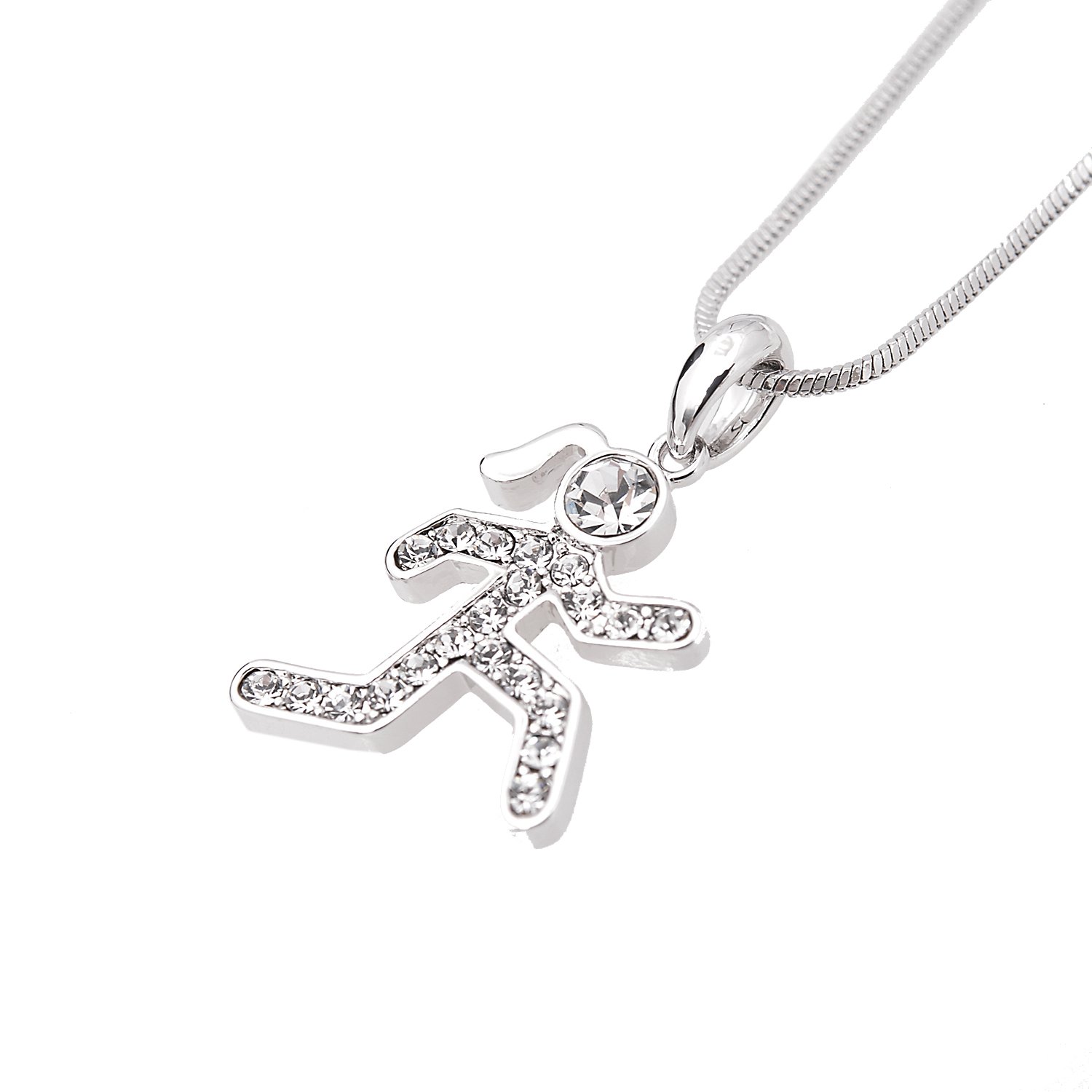 Sterling Silver Plated Crystal Couple Running Pendant Necklace - Perfect Gift for Runners, Athletes & Couples - Ideal for Valentine's Day, Anniversaries & Sports Events