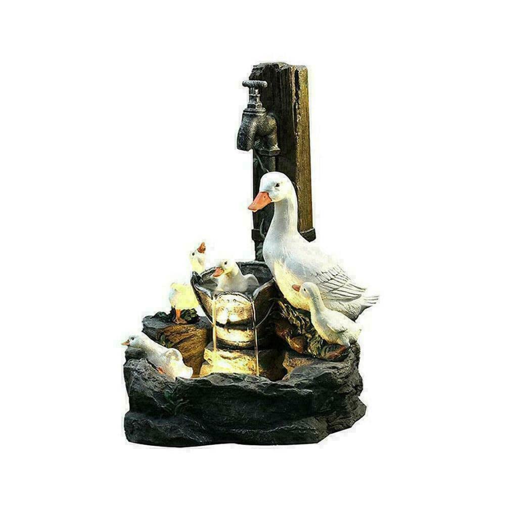 GEKUPEM Solar-Powered Garden Animal Statue - LED Lighted Squirrel & Duck Water Fountain for Outdoor Decor | Perfect for Patio, Lawn, and Backyard Landscaping
