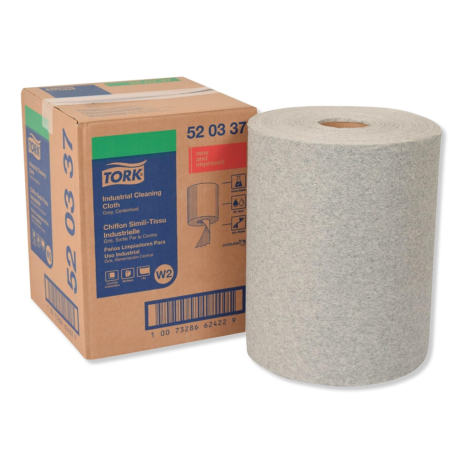Tork Industrial Cleaning Cloths - 1-Ply Gray Wipes (12.6