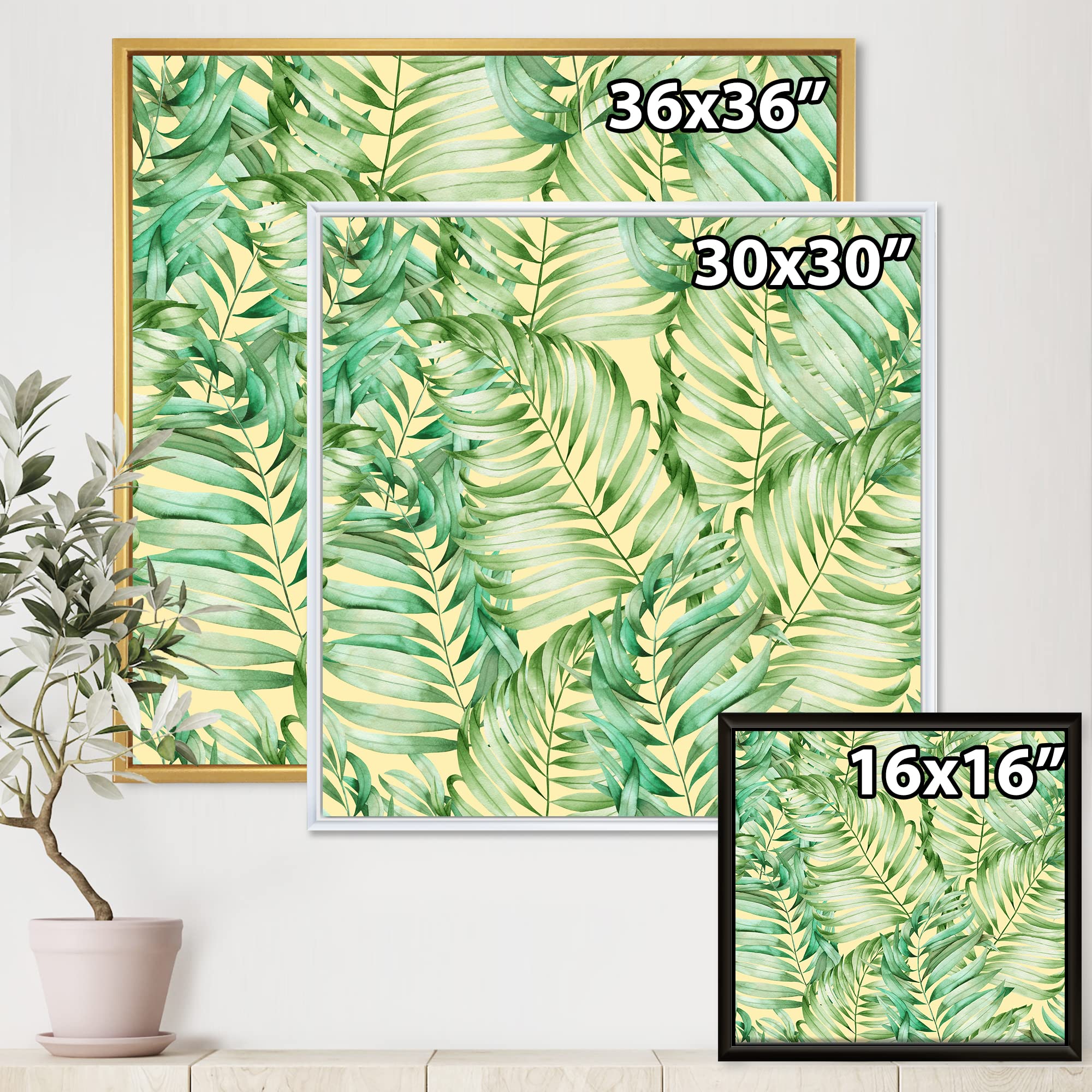 Monstera Tropical Leaves Framed Canvas Wall Art Print - Modern Home Decor for Living Room, Bedroom & Office