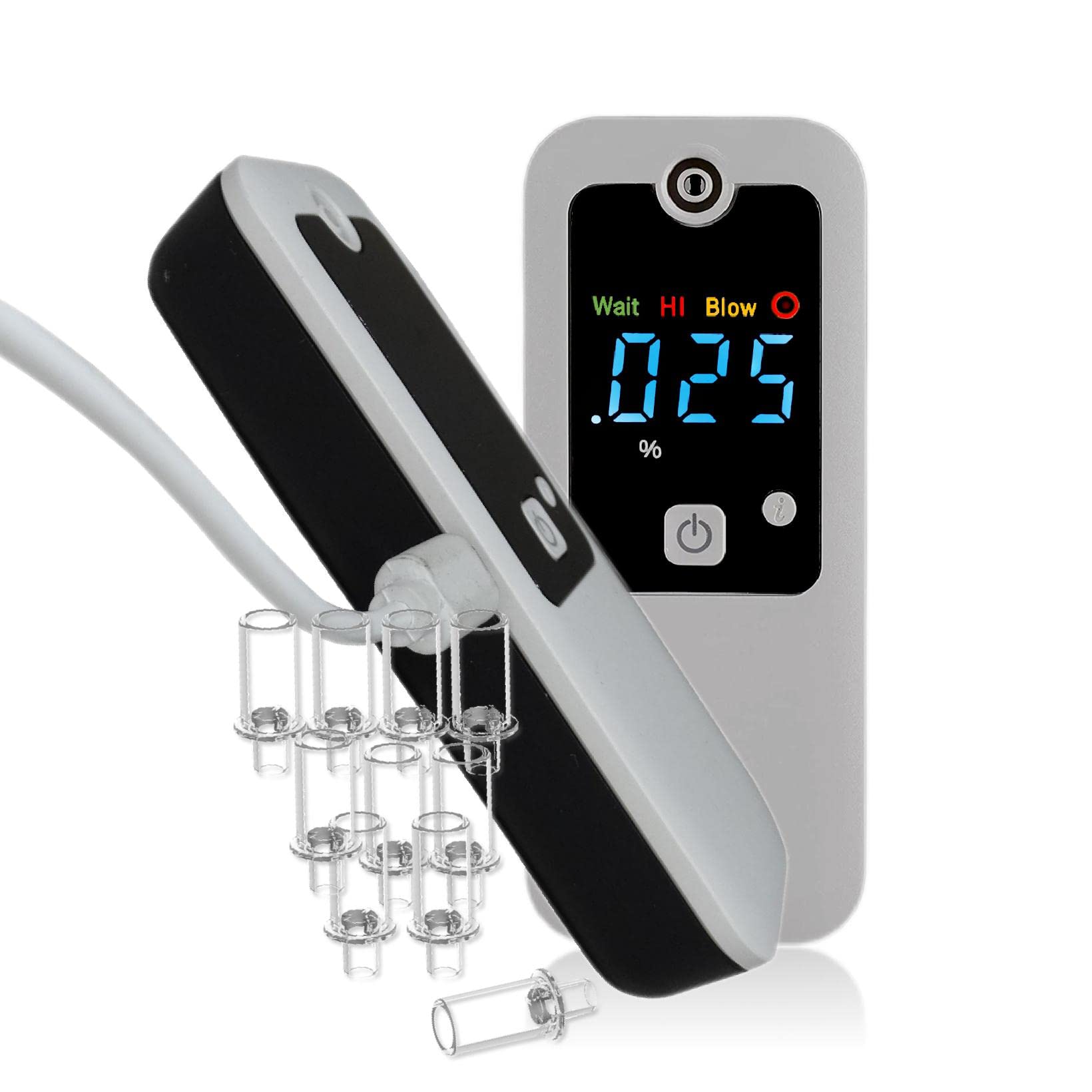 Professional Rechargeable Breathalyzer with 200 Tests per Charge - 10 Memory Storage & Night Light Display (Htn Blue) - Perfect for Personal Alcohol Testing, Workplace Safety, and Responsible Driving