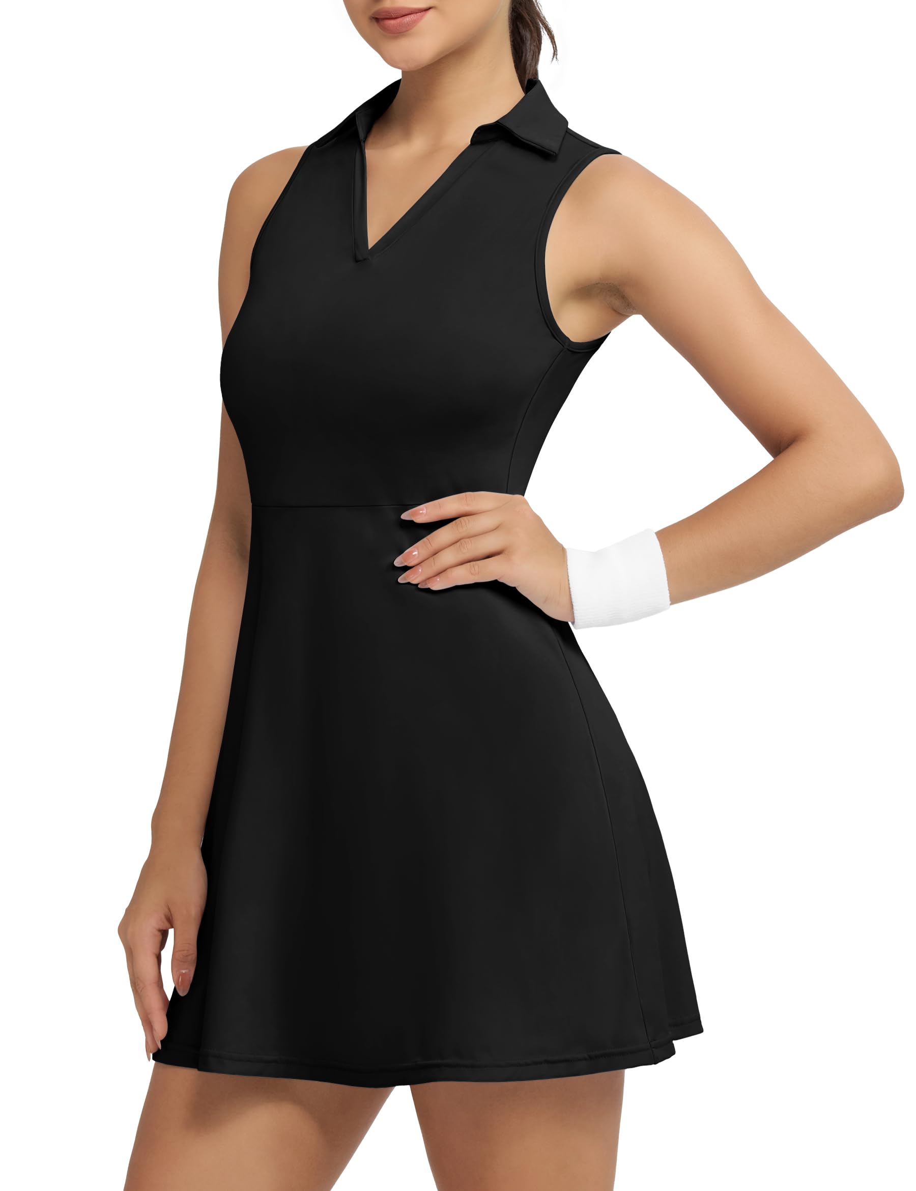 Fengbay Women's Tennis & Golf Dress with Built-in Shorts - 4 Pockets Sleeveless Athletic Workout Dress for Tennis, Golf & Fitness Training