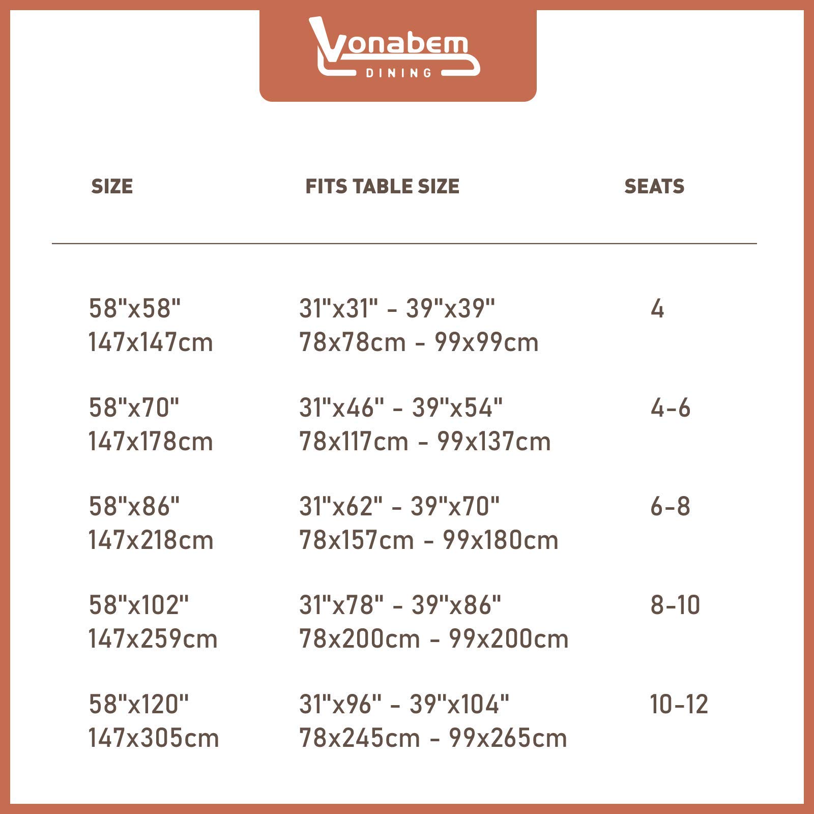 Vonabem Cotton Linen Tablecloth - Wrinkle Free Kitchen Dining Cover (58x86