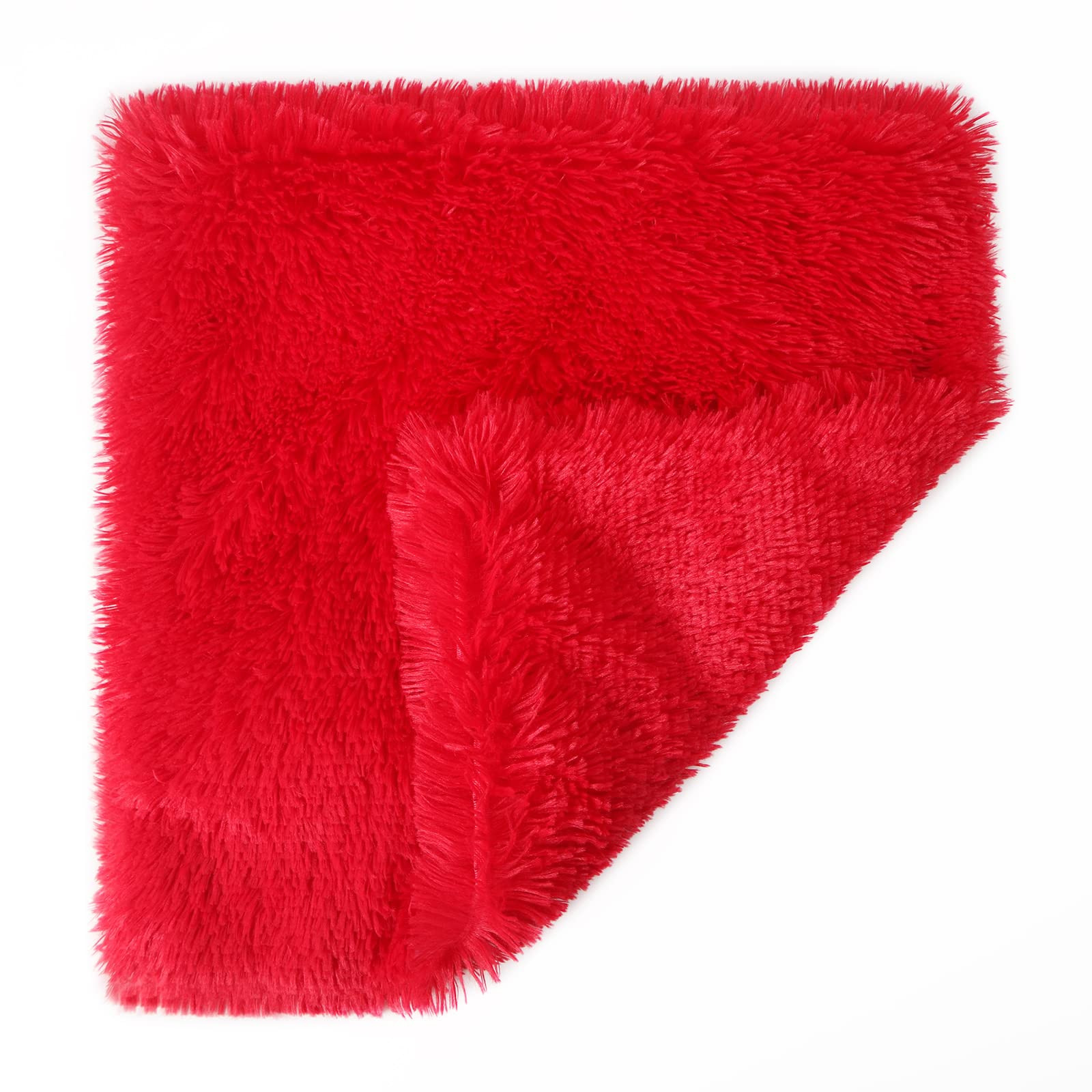 DECOBIRD 18x18 Inch Extra Soft Faux Fur Pillow Cover - Double Sided Fluffy Shaggy Throw Pillow Case - Cozy Plush Microfiber Fleece Cushion Cover (Bright Red, 1 Piece) - Perfect for Sofa, Bed, Couch & Home Decor