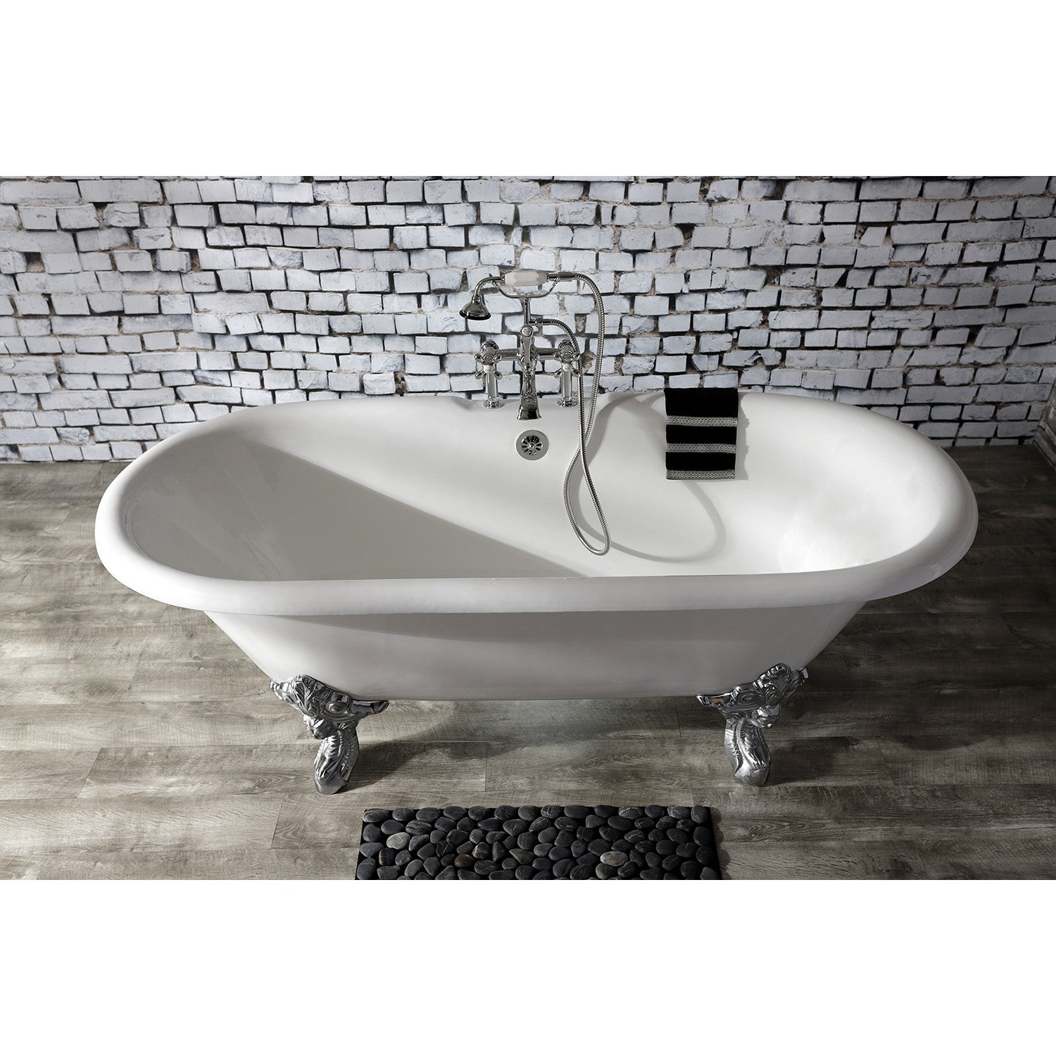 Vintage AE110T1 3-Handle 2-Hole Deck Mount Clawfoot Bathtub Faucet with Hand Shower in Polished Chrome - Perfect for Classic Bathroom Renovations and Luxury Spa Retreats