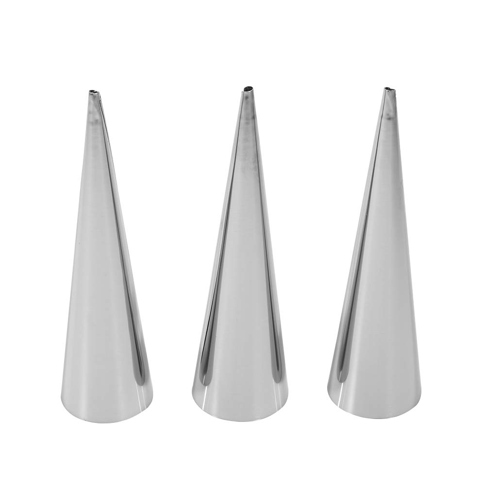 3-Piece Cream Horn Molds Set - Stainless Steel Cannoli Forms & Pastry Baking Cones for Professional Desserts - Perfect for Cream Rolls, Cannoli, and Ice Cream Cones at Home Bakeries & Restaurants