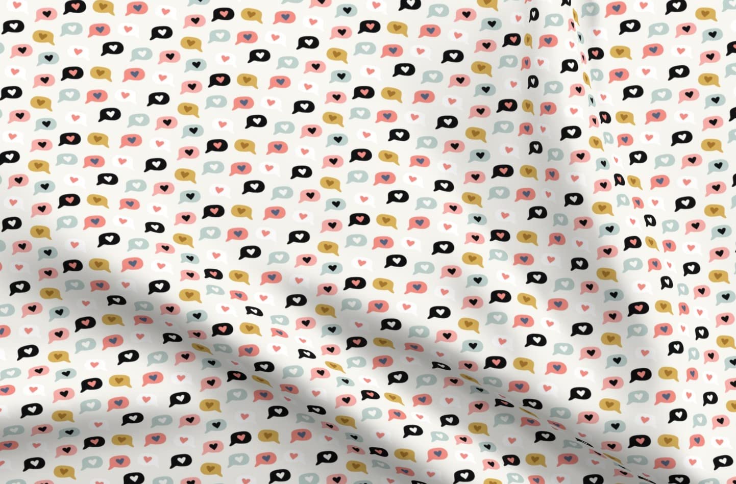 Doodle Speech Bubbles Heart Bubble Love Valentines Day Printed Velvet Fabric - Upholstery & Apparel Material for Home Decor, DIY Crafts, and Fashion Projects | Fat Quarter Size for Sewing, Quilting, and Creative Designs