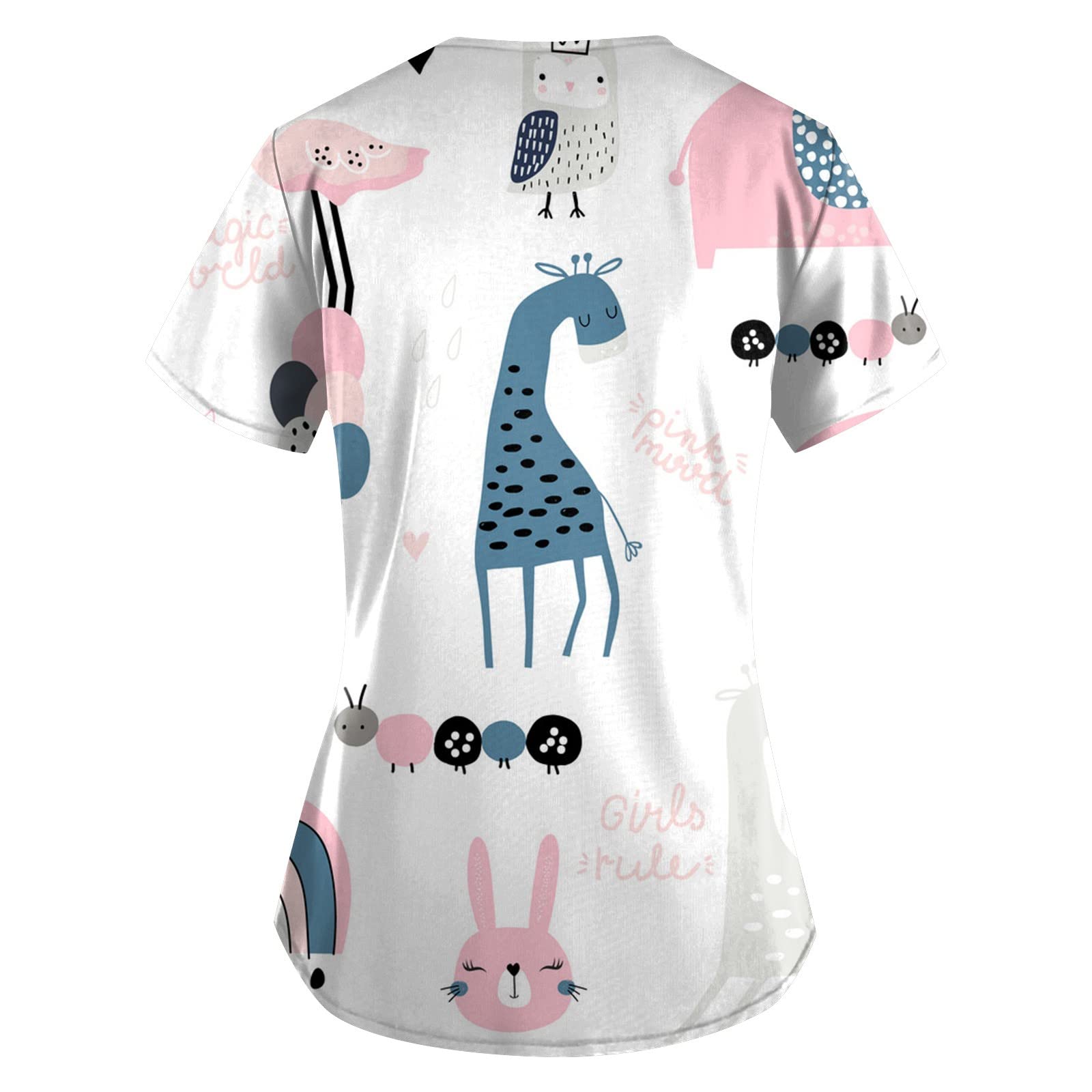Women's Stretchy Plus Size Scrub Short Sleeve Tops - Cute Printed Work Uniform & Comfy Casual Summer Blouse | Perfect for Nurses, Medical Professionals & Healthcare Workers