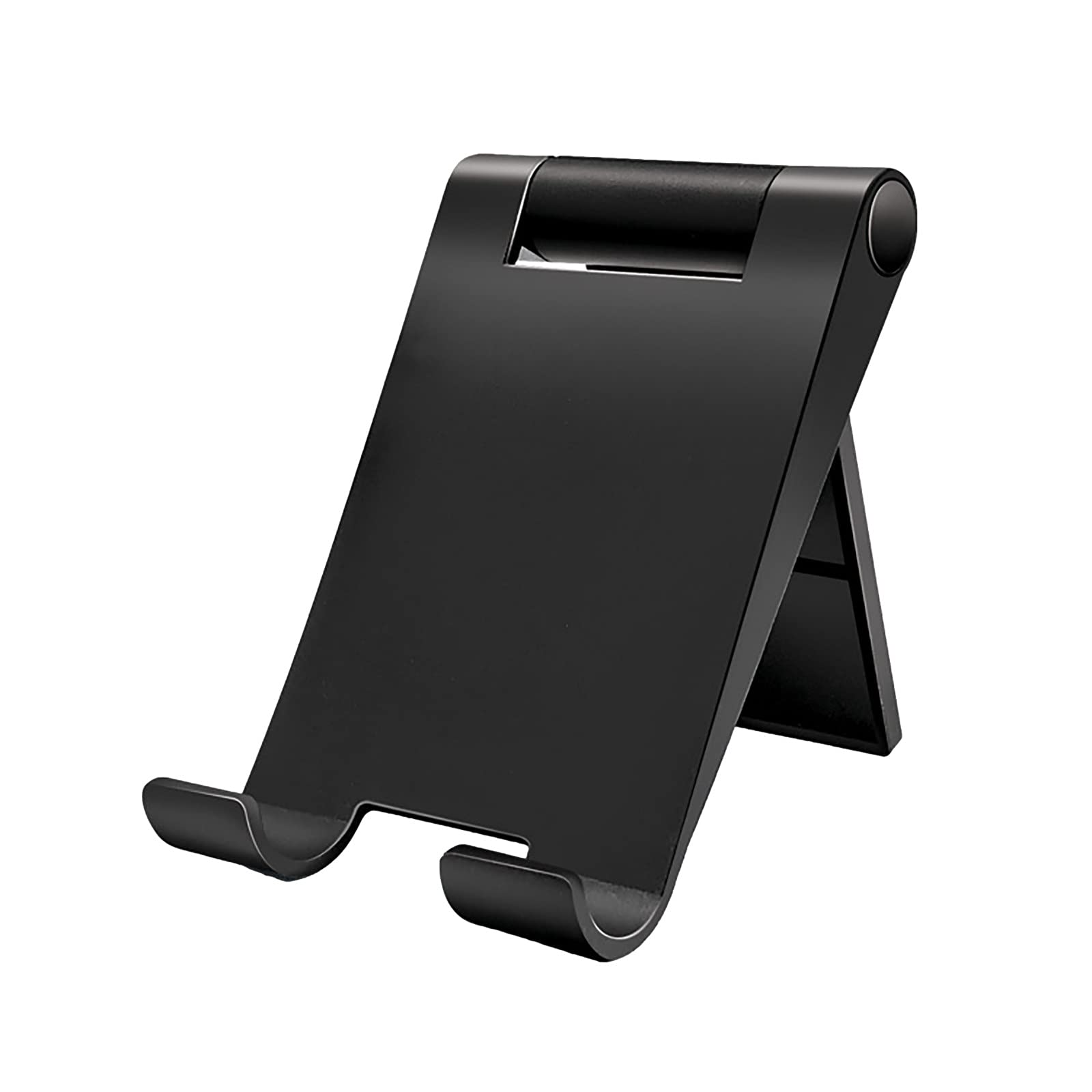 Foldable & Adjustable Phone Stand for Desk - Portable Mini Phone Holder for All Smartphones - Compact Desktop Mobile Phone Stand Accessory (Black, One Size) - Perfect for Work, Study, Watching Videos & Hands-Free Calls