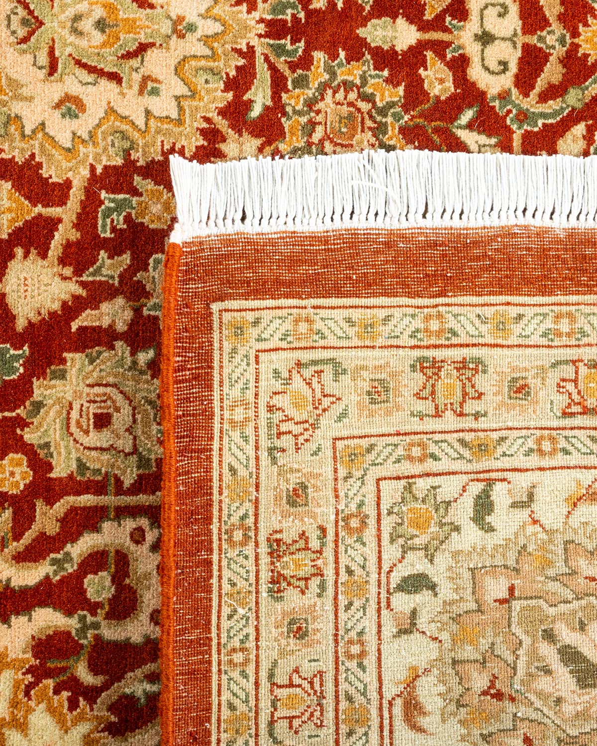 Handmade Traditional Oriental Mogul Red Wool Area Rug 8x10 - One of a Kind Hand Knotted Solo Rugs for Living Room, Bedroom & Home Decor