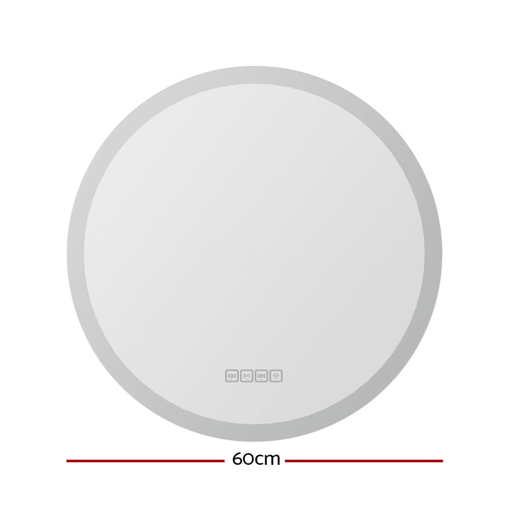 Embellir Bluetooth LED Wall Mirror with Light - 60CM Round Bathroom Mirror for Makeup & Vanity - Dimmable Touch Control, Waterproof Design, Modern Home Decor