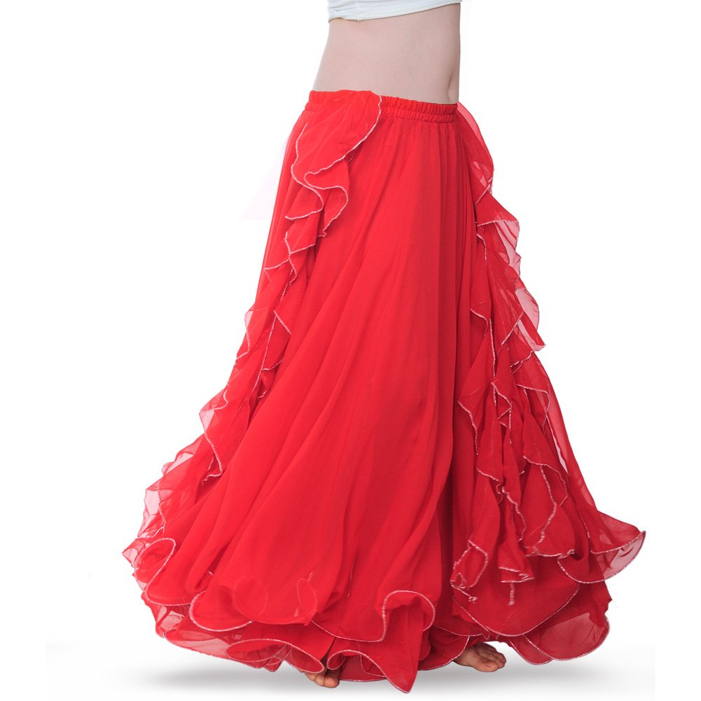 Royal Smeela Women's Chiffon Fairy Belly Dance Skirt - Two Side Split Tribal Maxi Skirt with Voile Fabric for Belly Dancing & Performance Costume | Perfect for Dance Shows, Halloween Costumes & Boho Fashion