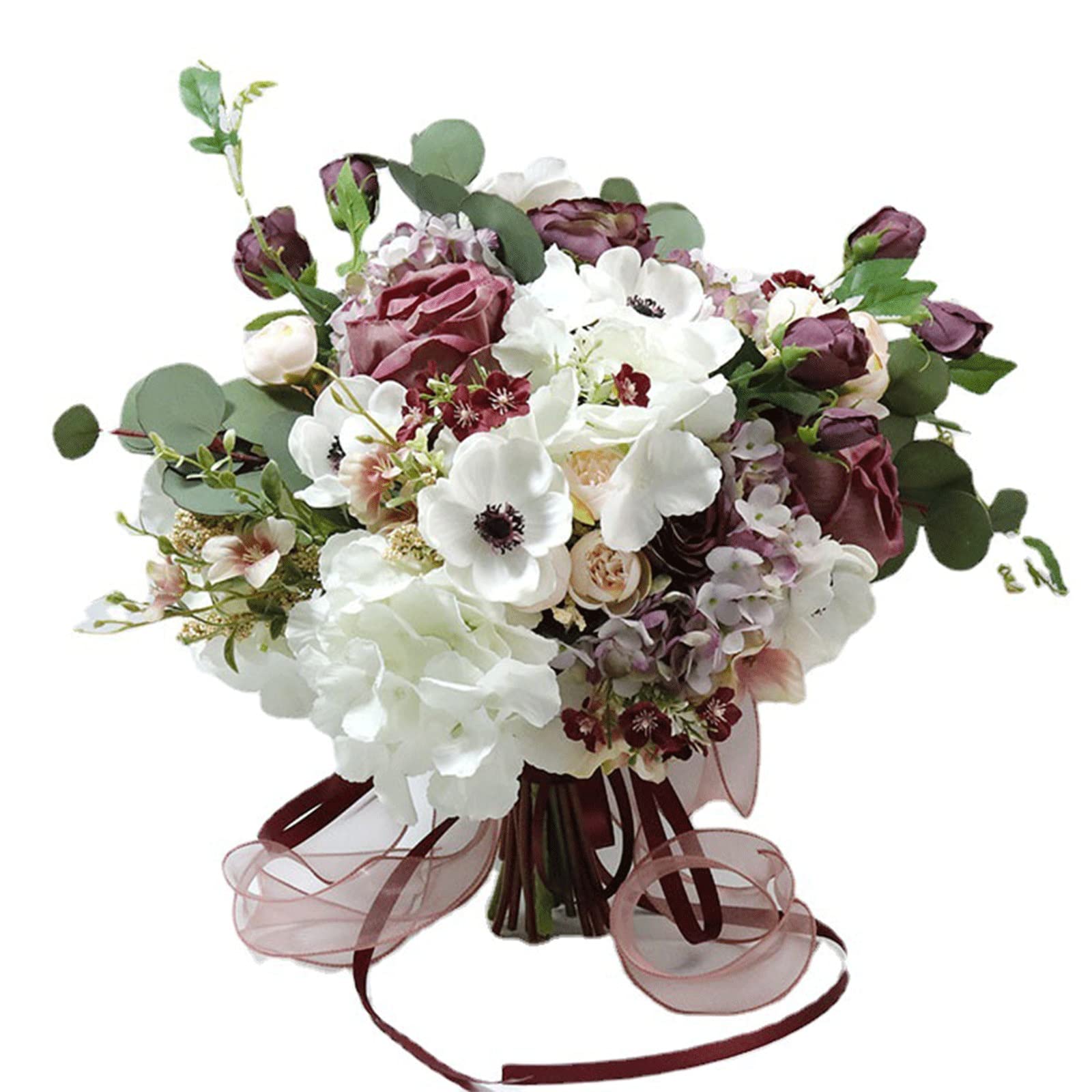Handmade Romantic Wedding Bouquets for Brides & Bridesmaids - Artificial Silk Flower Bouquet for Wedding, Home Decoration, Valentine's Day, Party & Church Events - Perfect for Bridal Showers, Vow Renewals & Wedding Centerpieces