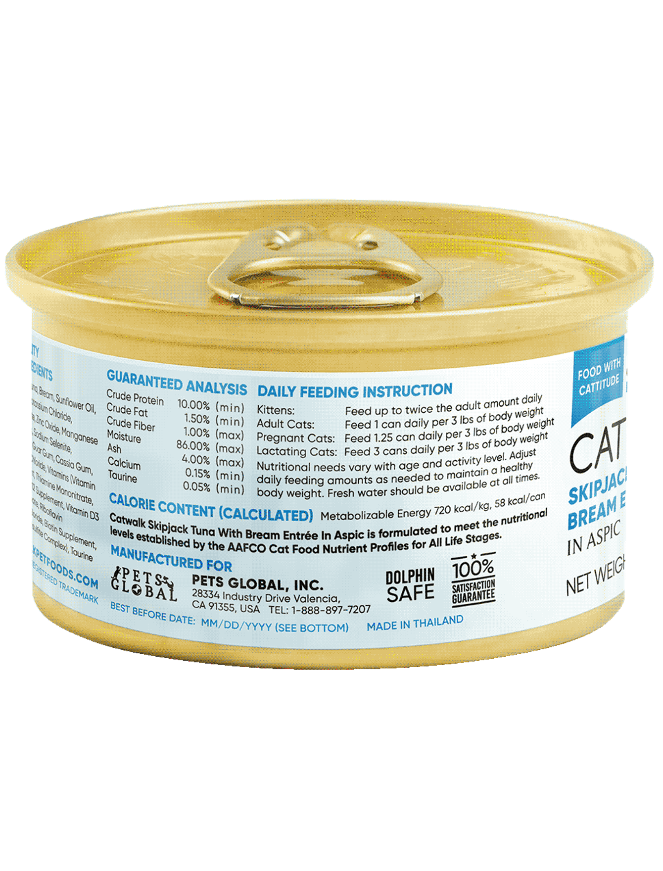 Premium Skipjack Tuna & Bream Entrée in Aspic - Grain-Free Cat Wet Food (80g) - Delicious Natural Recipe for Adult & Senior Cats - Perfect for Mealtime, Weight Management & Picky Eaters