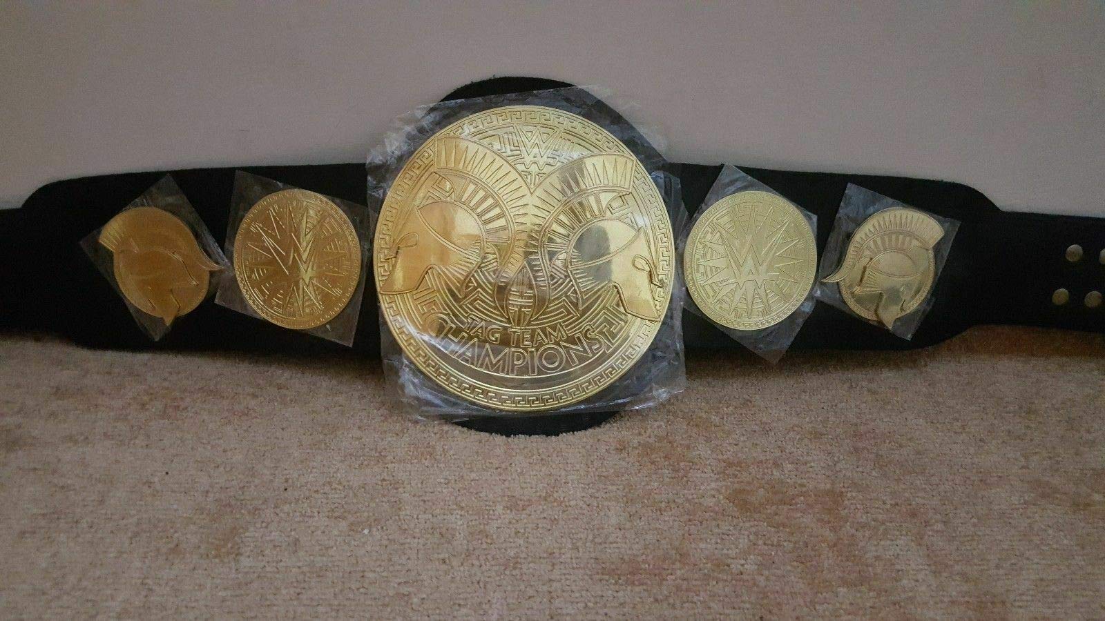 Maxan AWA World Heavyweight Championship Replica Wrestling Belt - Thick Brass Plates, Adult Size Large, Black - Perfect for Wrestling Fans, Collectors & Cosplay Costumes