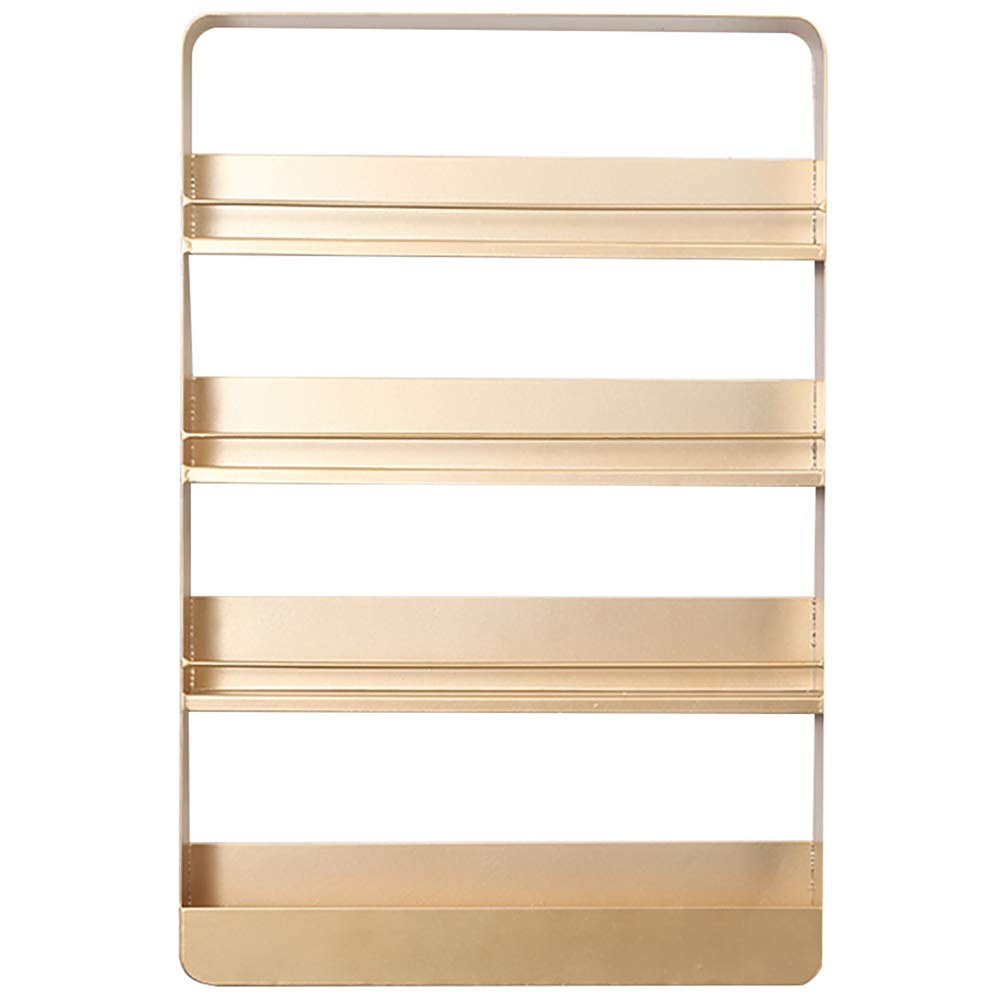 GUOWEI Floating Wall Shelves - Gold Metal Bathroom Storage Organizer (40x6x60cm) - Space-Saving Toiletries Display for Modern Home & Office Decor