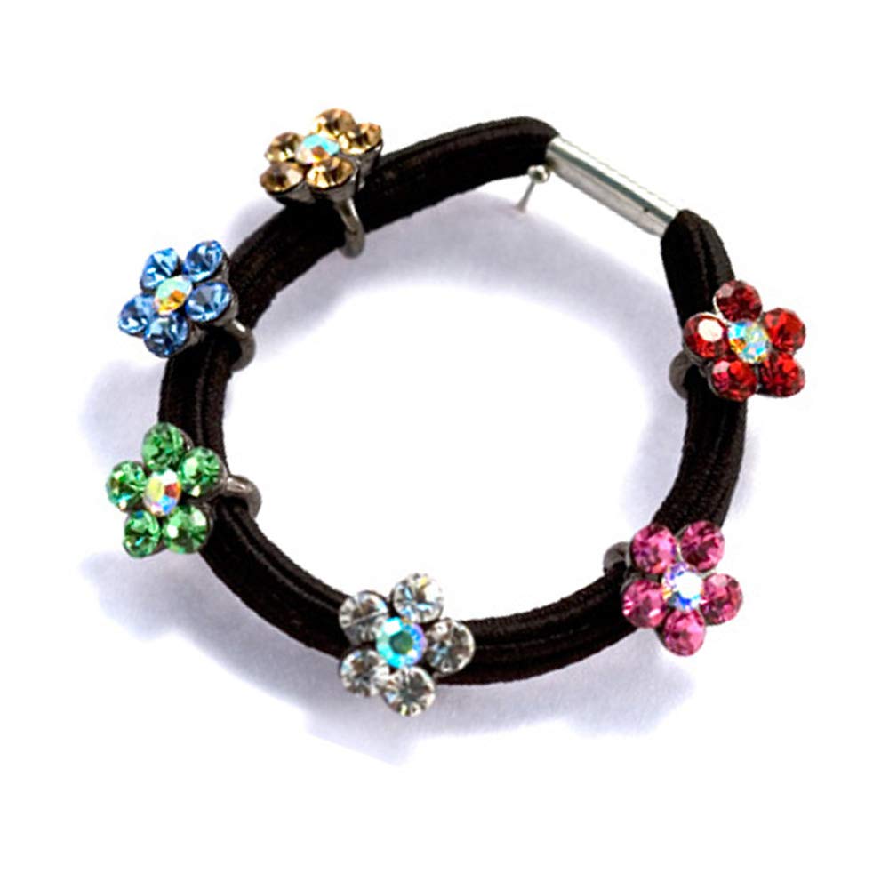Elegant Faux Rhinestone Flower Ponytail Holders for Women - Stylish Hair Accessories for Parties, Weddings & Daily Use (Multiple Colors Available)