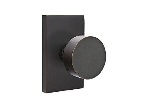 Modern Rectangle Rosette & Round Knob Set - Oil Rubbed Bronze Full Dummy Set for Doors & Cabinets - Perfect for Home, Office & Commercial Use