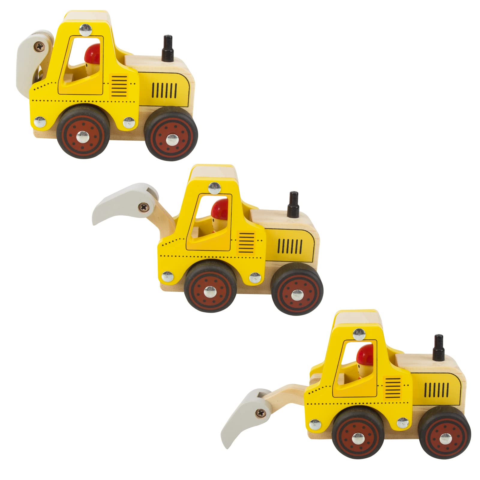 Wooden Push Car Toys for Toddlers 18 Months - 2 Pack Baby Vehicle Toys with Excavator & Truck - Hand Push Cars for 2 Year Old Boys & Girls - Perfect for Indoor Play, Outdoor Activities & Early Childhood Development