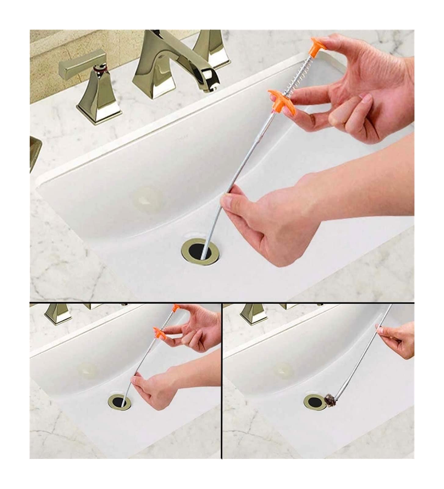 60-250cm Spring Pipe Drain Cleaner Tool - Heavy Duty Sewer Snake for Kitchen Sink, Bathroom & Shower Drain Unclogging (23-98 inches) - Perfect for Home Plumbing Maintenance and Emergency Pipe Cleaning
