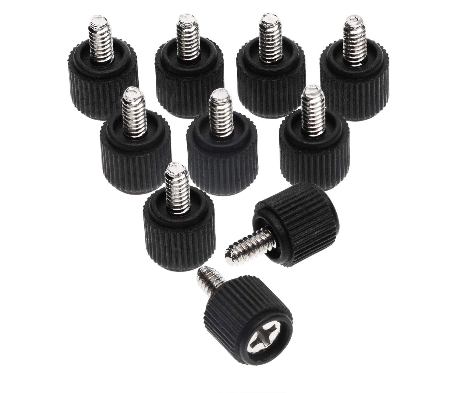 #6-32 Black PC Computer Case Thumb Screws (10pcs) - Hand Tighten Fastener for PC Builds, Computer Case Assembly & Hardware Upgrades - Perfect for DIY Computer Repair and Custom PC Modifications