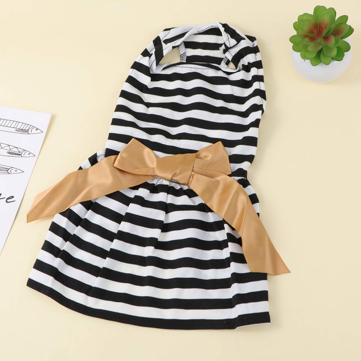 Balacoo Striped Dog Pajamas & Tutu Skirt Set - Christmas & Summer Pet Outfits with Bow Tie for Puppies | Perfect for Holidays, Parties & Photo Shoots