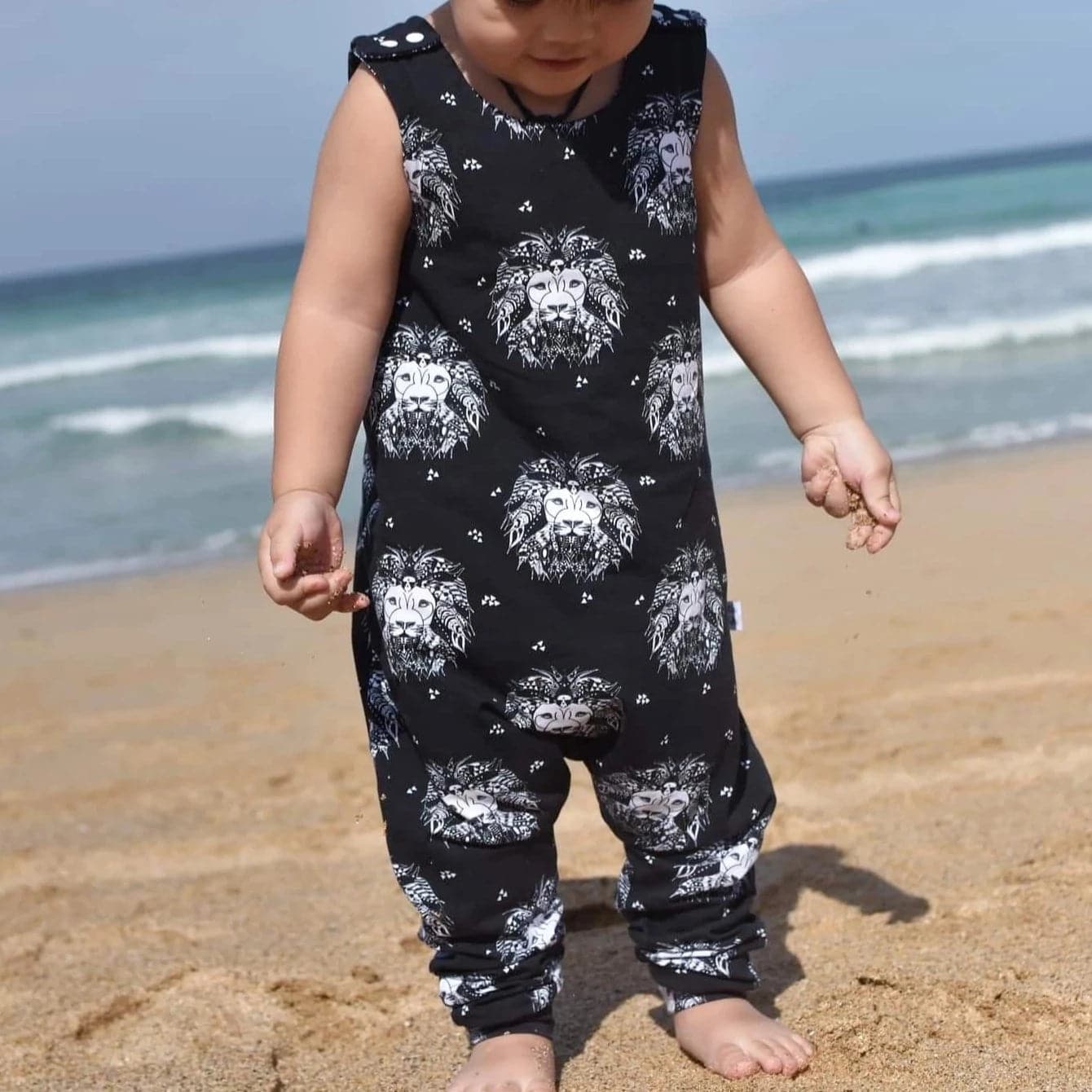 Organic Lion Noir Baby & Toddler Dungarees - Soft Cotton Overalls for Boys & Girls 0-6 Years | Playtime, Daycare & Outdoor Adventures
