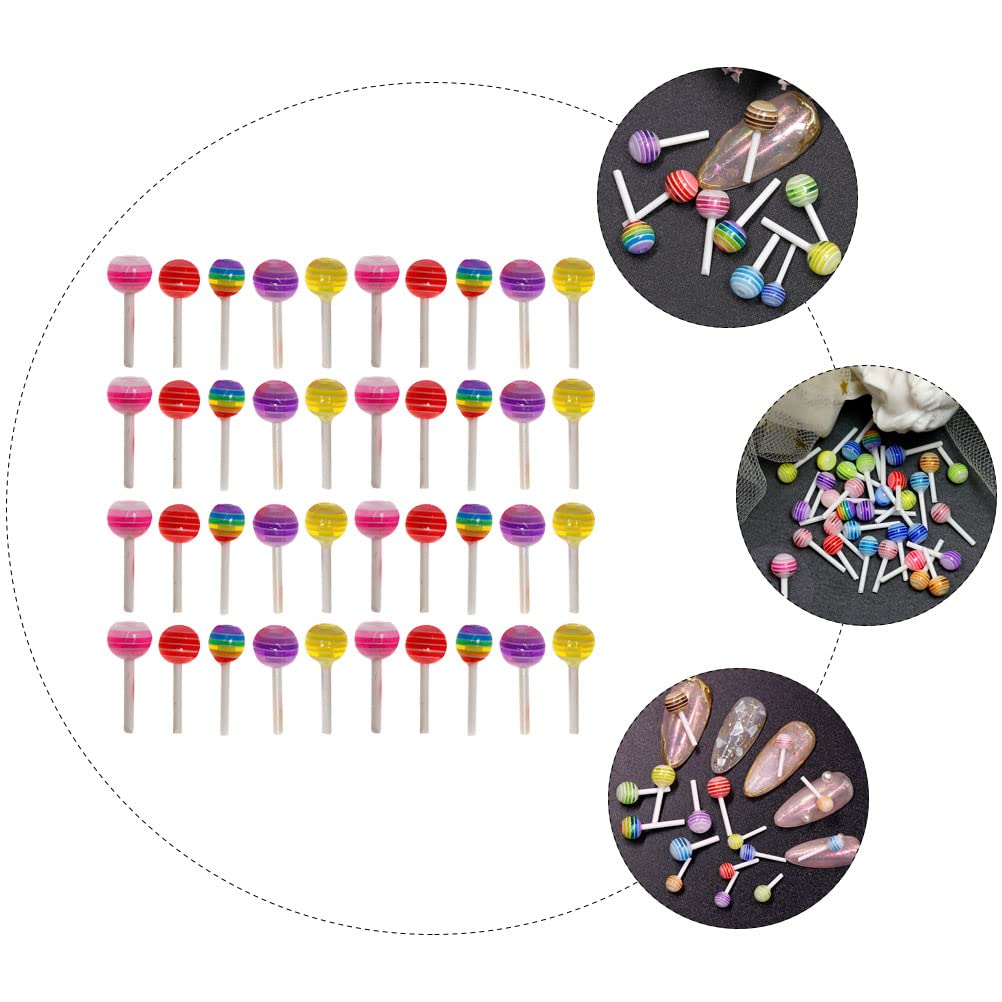 FOMIYES 100Pcs Rainbow Lollipop Nail Art Decorations - DIY Nail Art Accessories Kit for Manicure, Nail Salon & Party Nail Designs