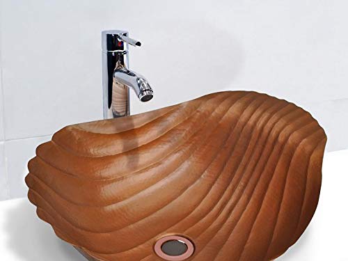 Copper Vessel Sink - Matte Shell Design - 5 x 14 x 19 Inches - CVS-SH-1914-MA - Perfect for Bathroom Vanity & Modern Farmhouse Decor