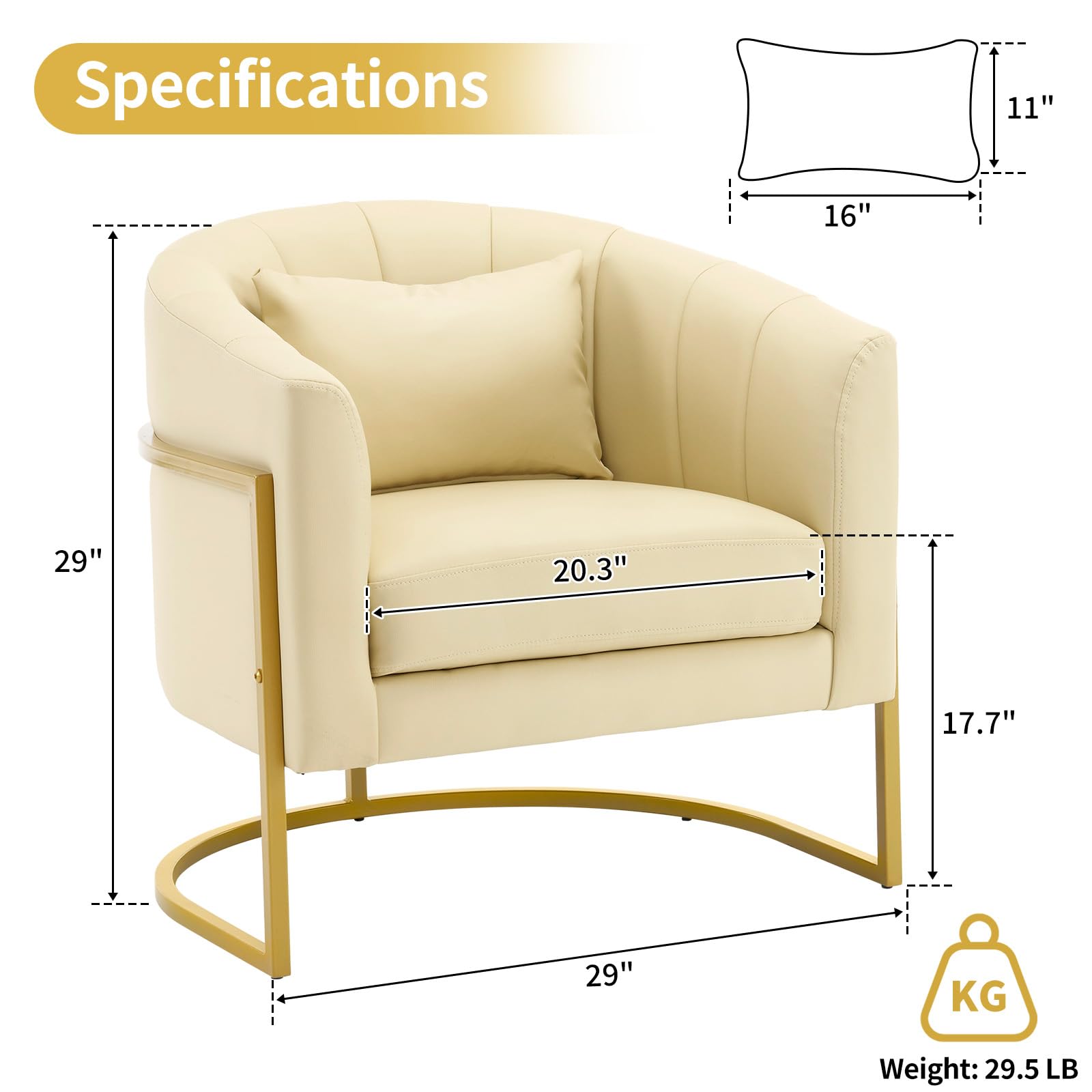 OmySalon Professional Manicure Chair for Salon & Spa - Ergonomic Nail Tech Chair with Cushion - Beauty Vanity Makeup Chair - PU Leather Barrel Accent Chair for Living Room, Bedroom or Dressing Area - Beige