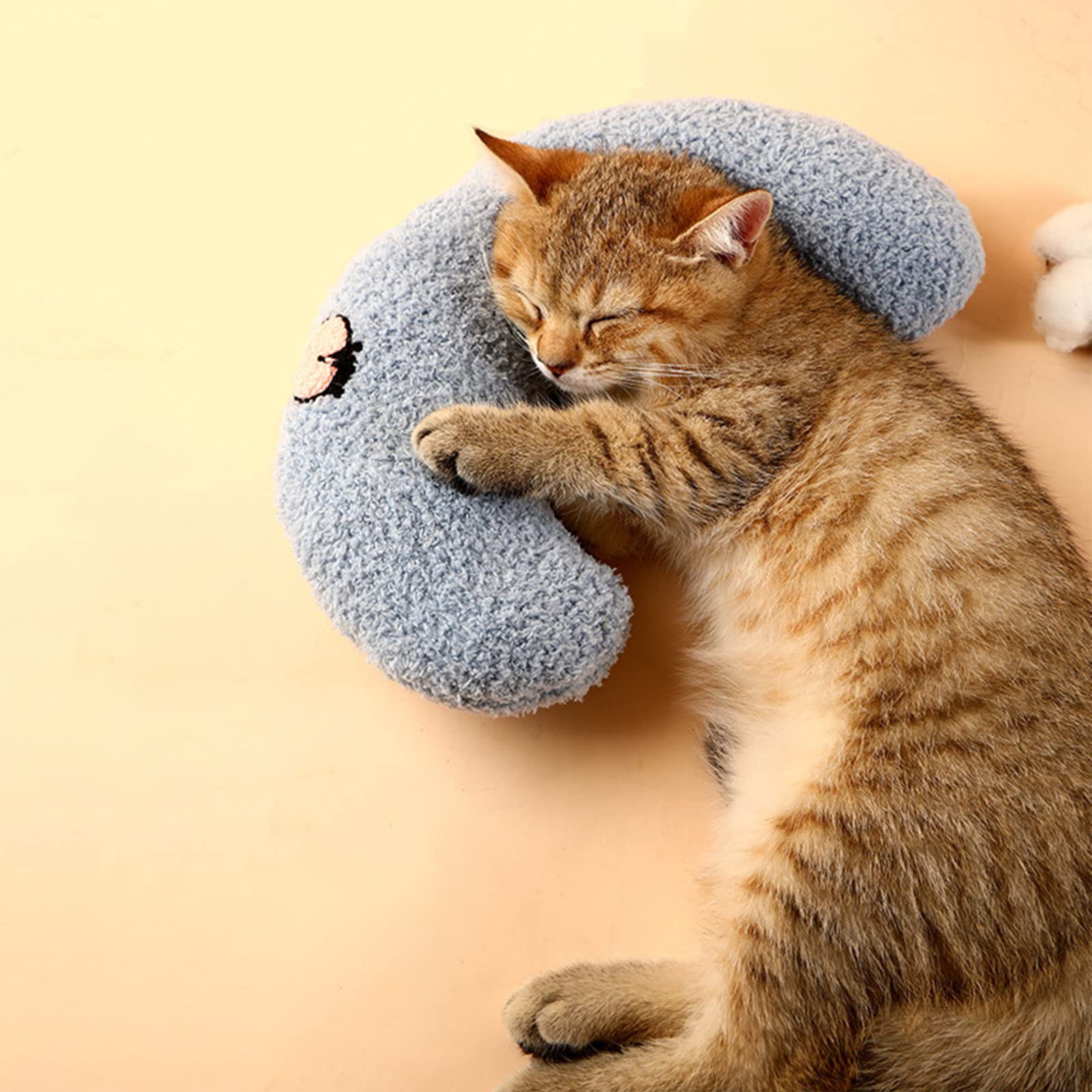 Les Arbres Fair Little Pillow for Cats - Ultra Soft Fluffy Pet Calming Toy, Half Donut Cuddler for Joint Relief & Anxiety | Machine Washable Cat Bed for Sleeping, Travel & Home Comfort