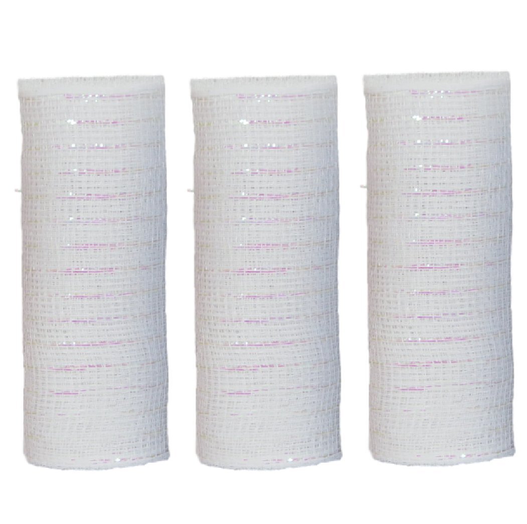 Decorative Mesh Rolls for DIY Crafts, Party Decorations, and Home Decor - 3 Rolls, White - Perfect for Christmas, Halloween, and Wedding Decor