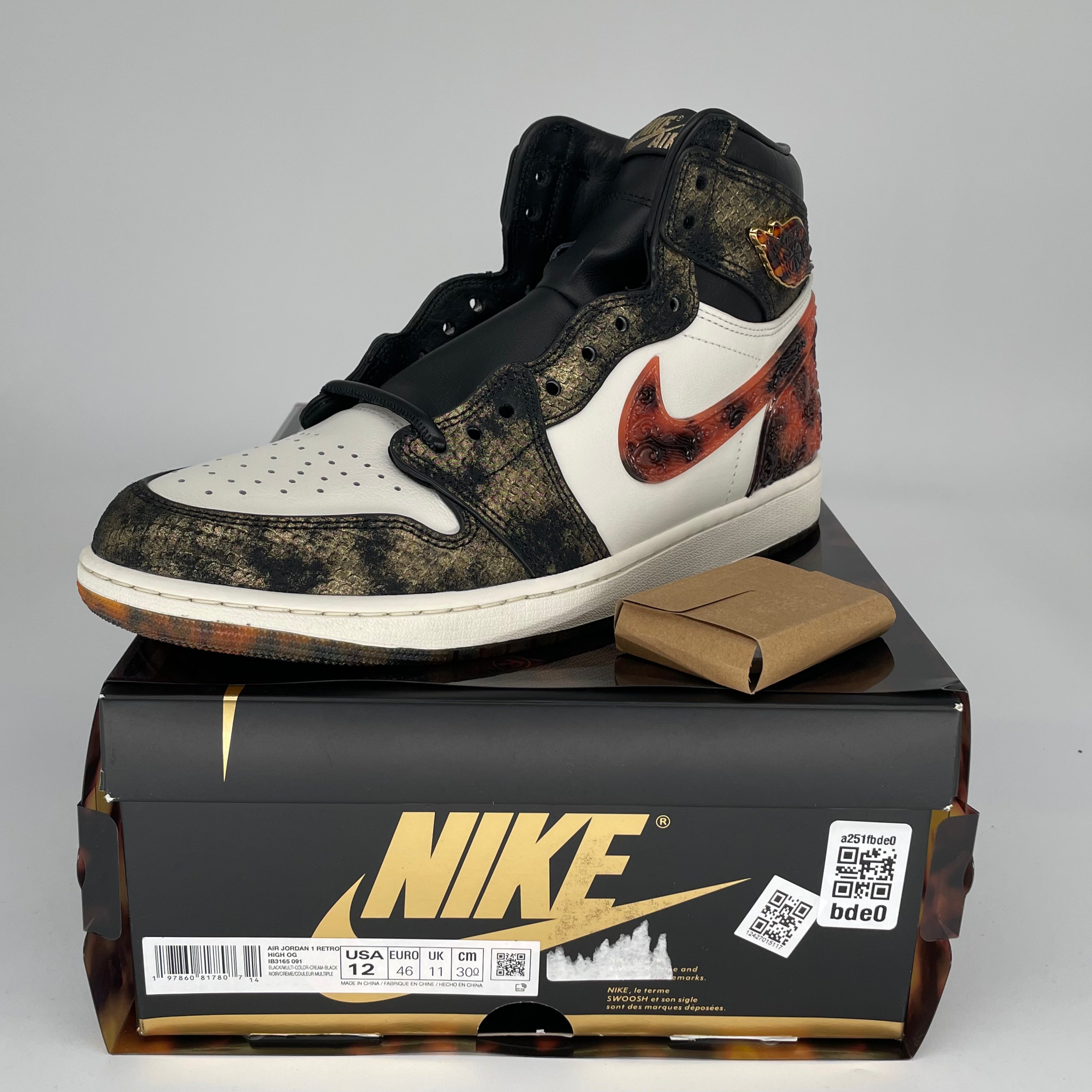 AIR JORDAN 1 XUANWU Year of the Snake Sneakers - Men's Size 12 (IB3165-091) | Limited Edition Basketball Shoes for Collectors & Streetwear Fashion