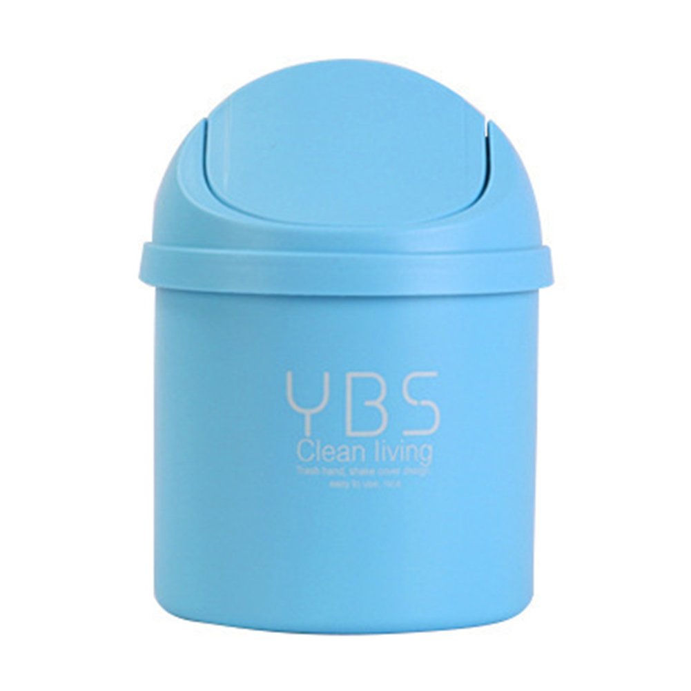 Durable Household Kitchen Trash Can with Lid - Creative Mini Desktop Garbage Bin for Kitchen, Living Room & Office - Blue | Perfect for Small Spaces & Waste Management