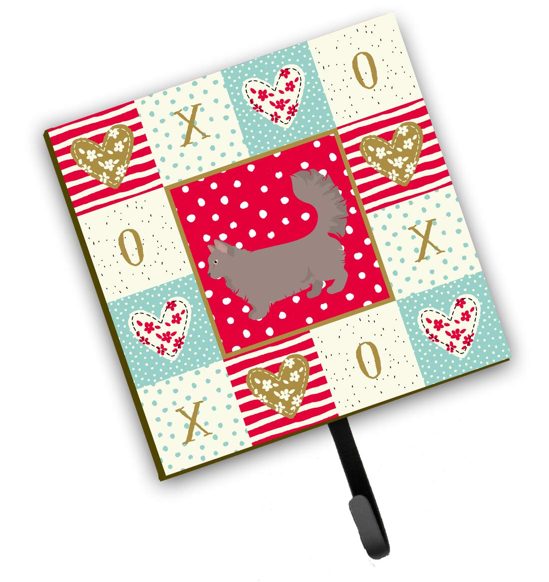 Caroline's Treasures CK5712SH4 Skookum #2 Cat Love Leash & Key Holder Wall Hook - Red - Organize Keys, Towels, Aprons, Leashes - Perfect for Entryway, Kitchen, or Bathroom Storage