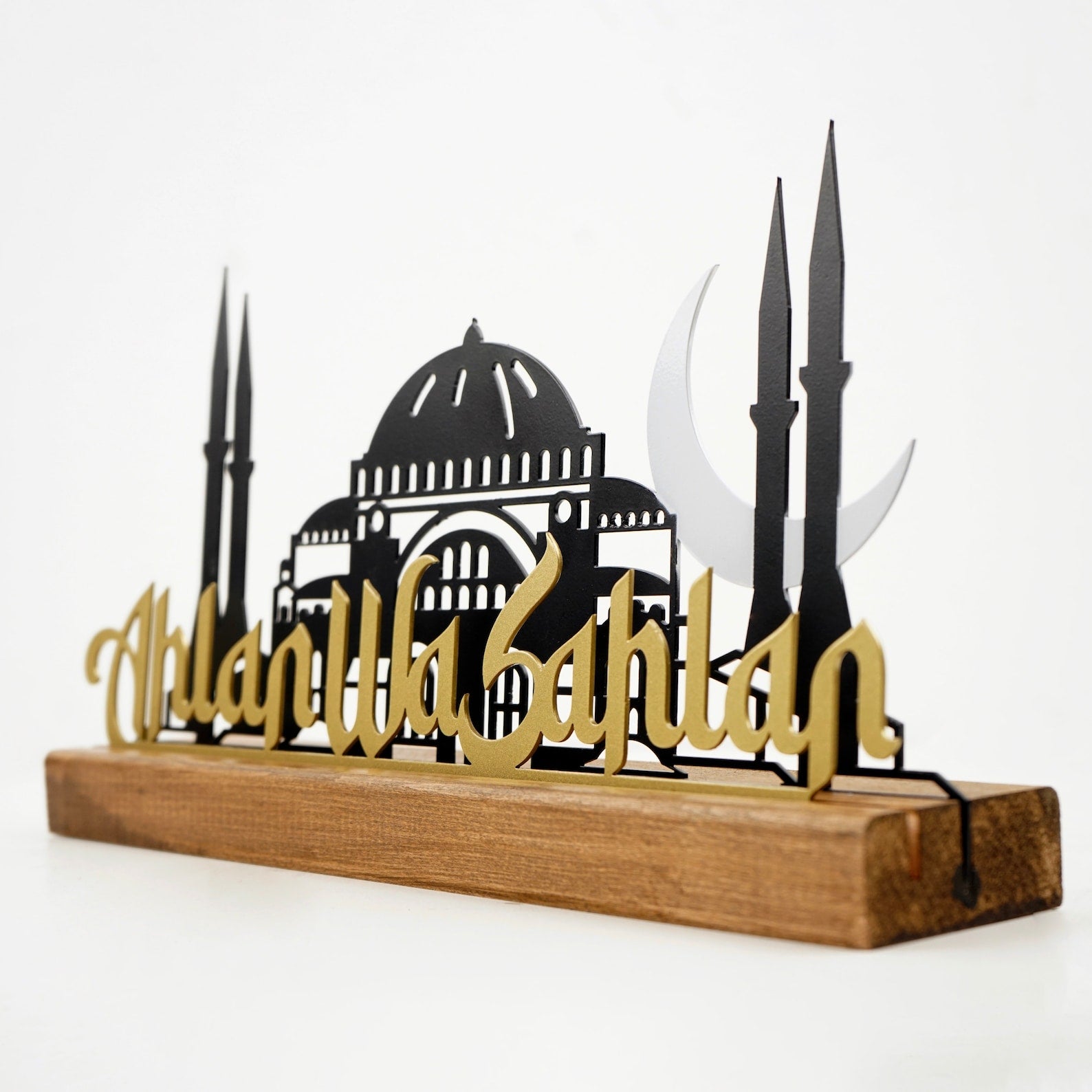 Hagia Sophia & Mosque Islamic Art Tabletop Decor - Handcrafted Islamic Home Decor for Living Room, Office & Gift Giving