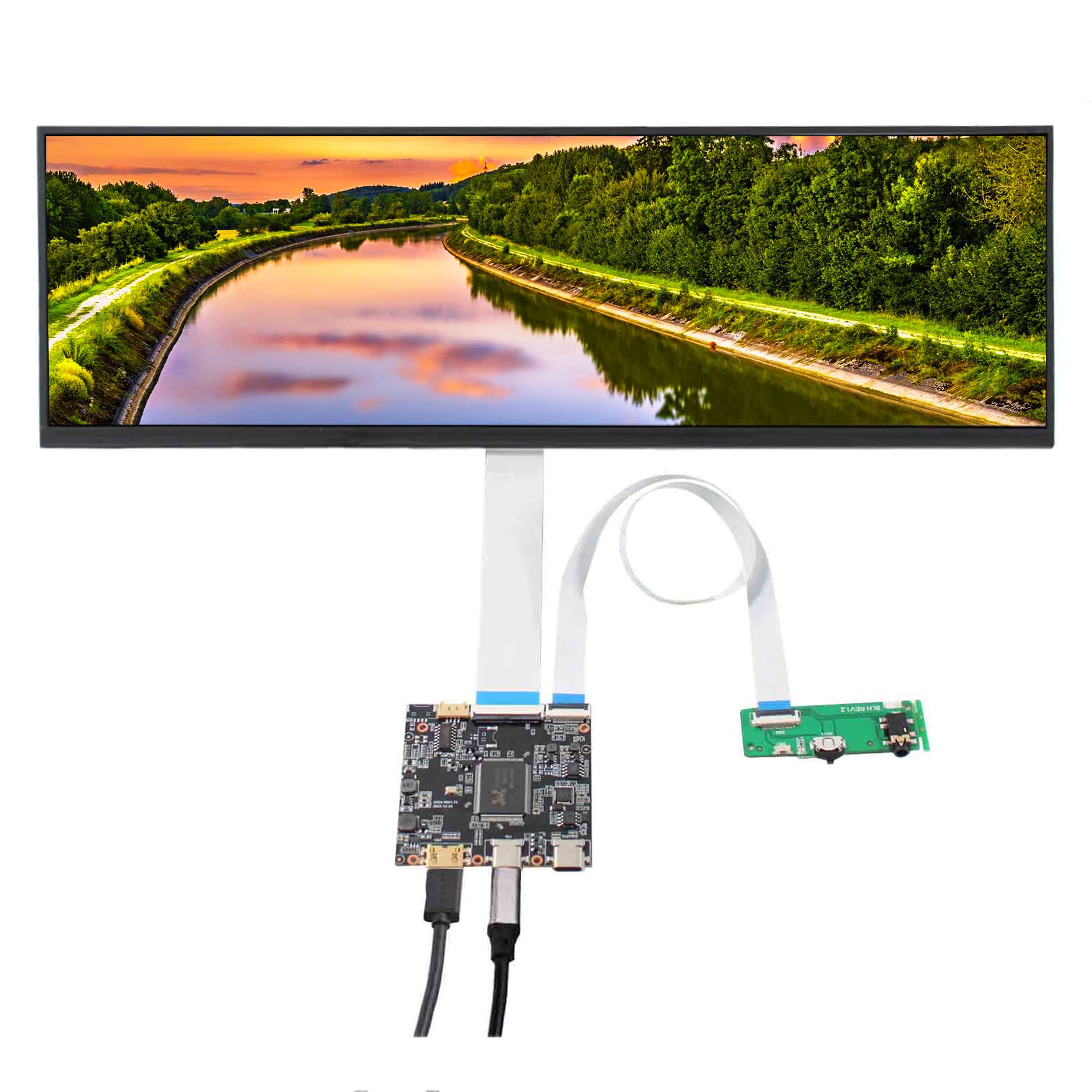 VSDISPLAY 14.5-inch 2560x720 2K IPS LCD Screen with USB Type-C & Mini HDMI Controller Board - 350nit Wide Bar Display for DIY PC Builds, Secondary Monitor & Digital Signage | Perfect for Gaming Setups, Multi-Tasking Workstations & Retail Advertising Displays