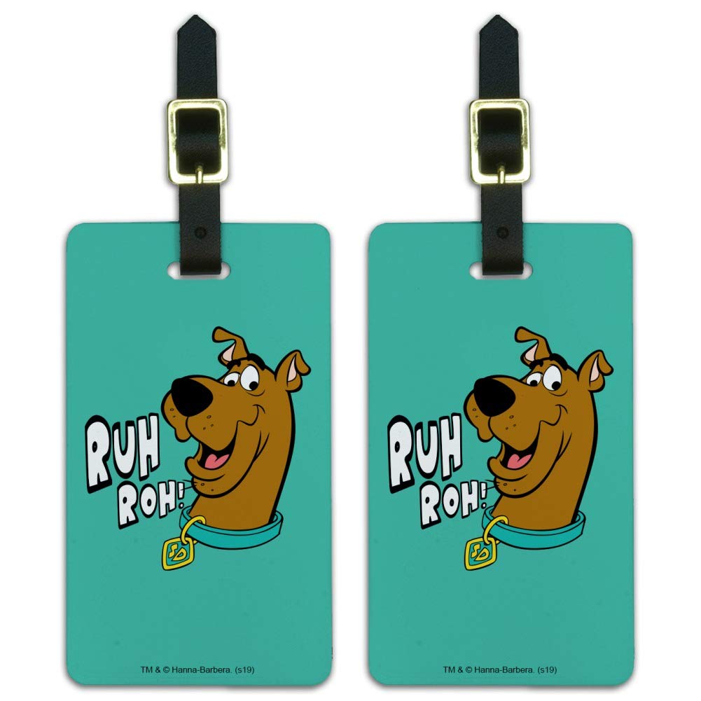 Scooby-Doo Ruh Roh Luggage ID Tags - Set of 2 Personalized Suitcase Name Tags for Carry-On Bags - Perfect for Travel, Kids Backpacks & Lost Luggage Identification