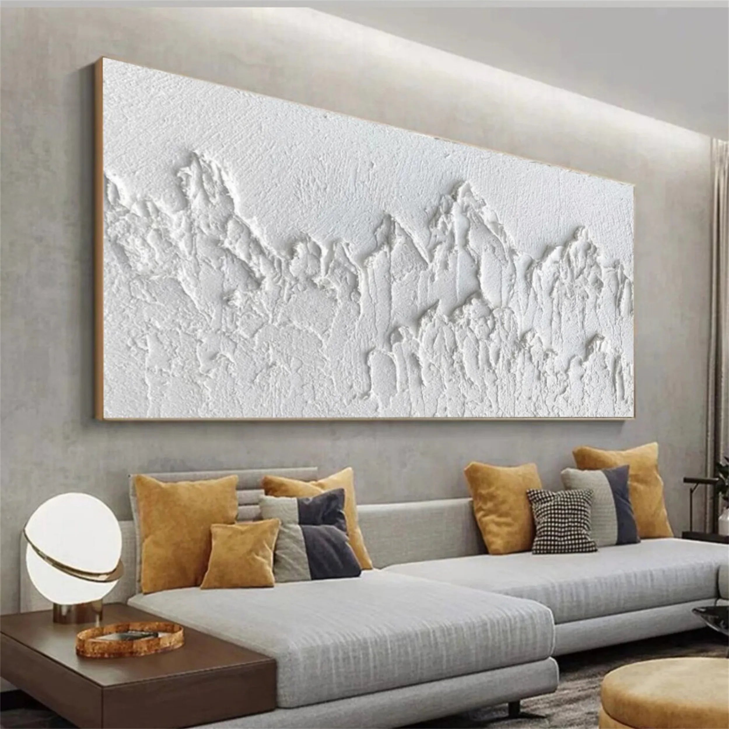 White Minimalist Textured Painting Canvas - Modern Abstract Wall Art for Living Room, Bedroom & Office Decor | Premium Quality #MM195