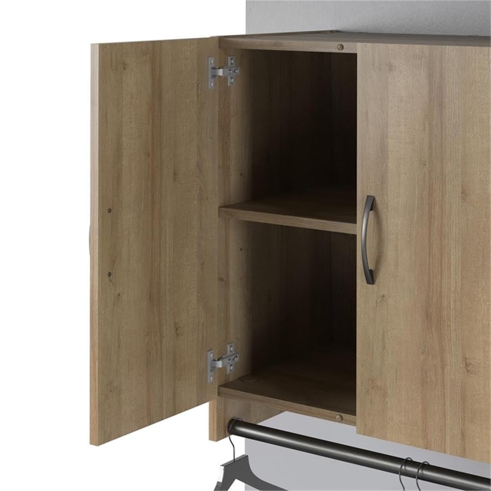 Pemberly Row 2-Door Wall Cabinet with Hanging Rod - Natural Finish for Bedroom Storage