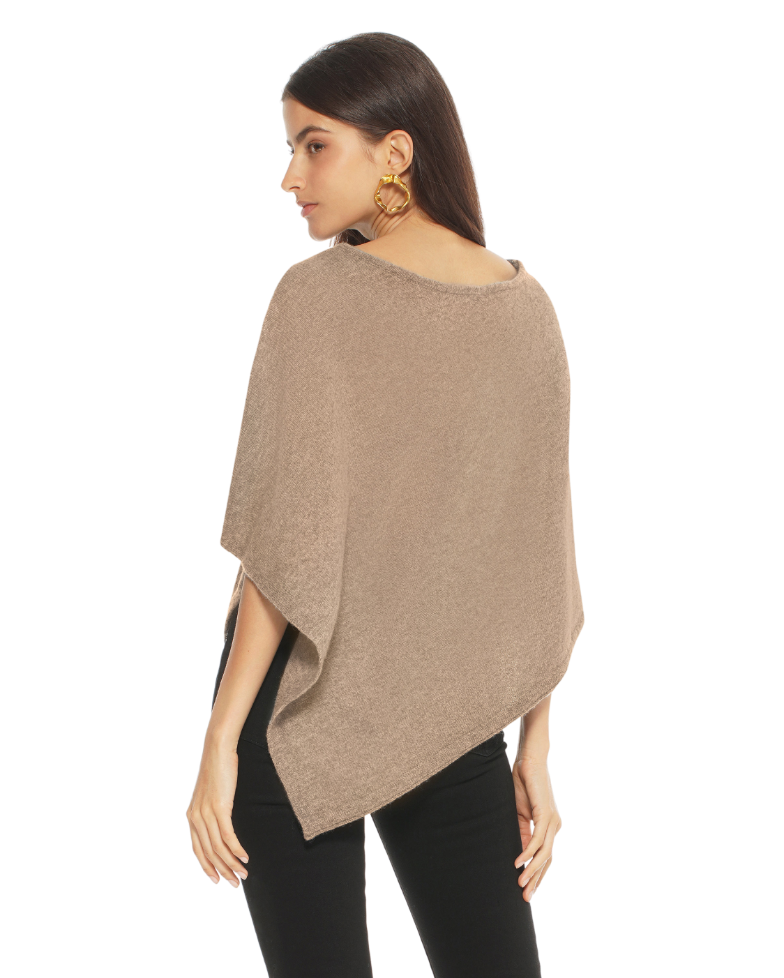 Luxury Women's Pure Cashmere Capelet Poncho Shawl - Soft Taupe Wrap for Fall & Winter - Perfect for Office, Travel and Evening Outfits